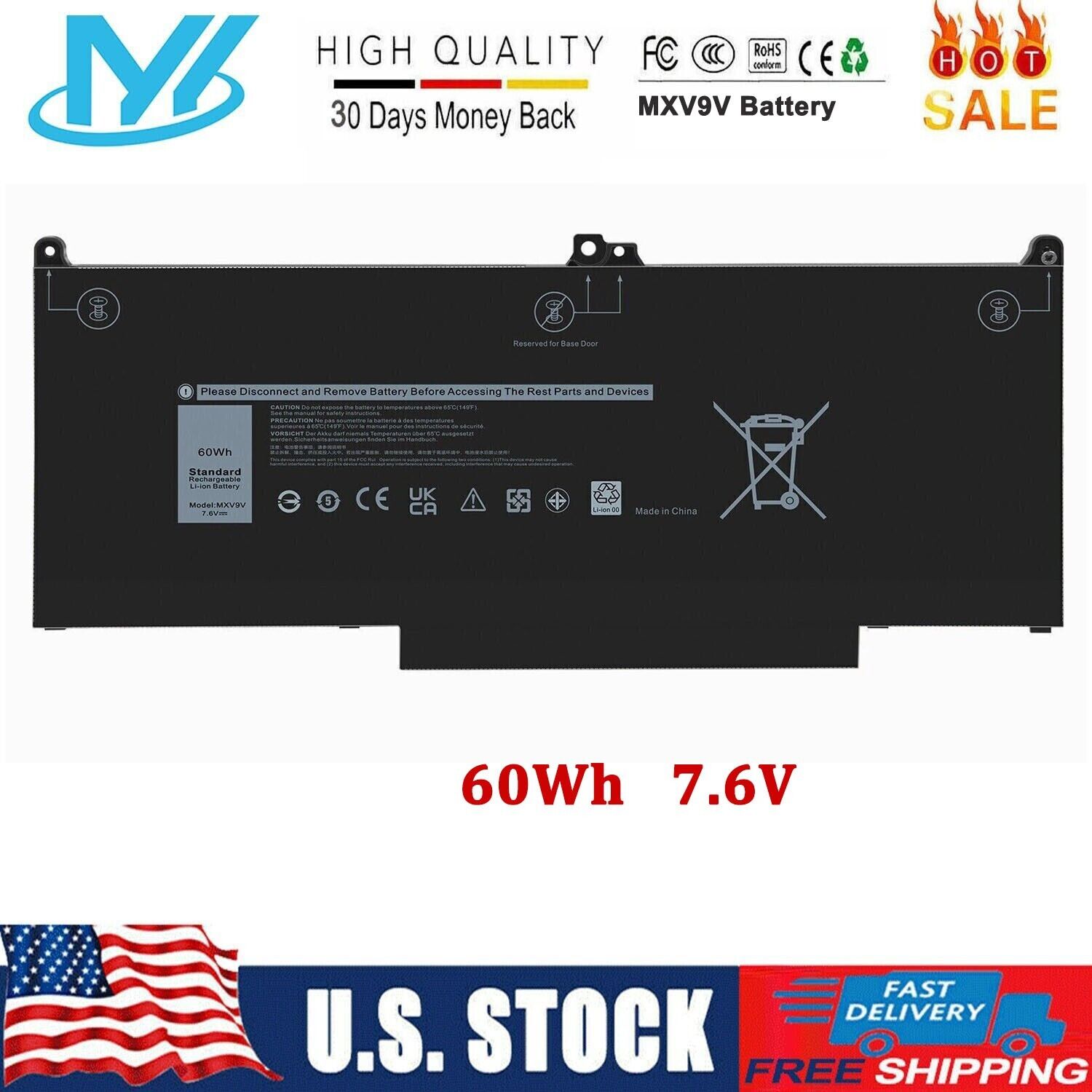 ✅MXV9V Battery For Dell Latitude 5300 5310(2-in-1 )7300 7400 5VC2M 829MX 60Wh