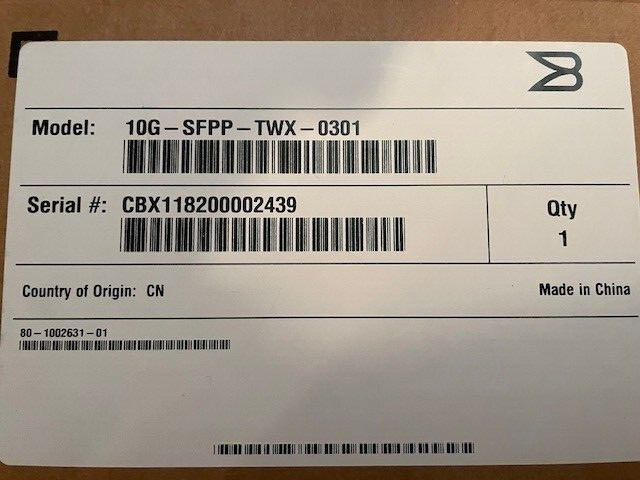 Brocade 10G-SFPP-TWX-0301 Twinaxial Cable - 10ft NEW