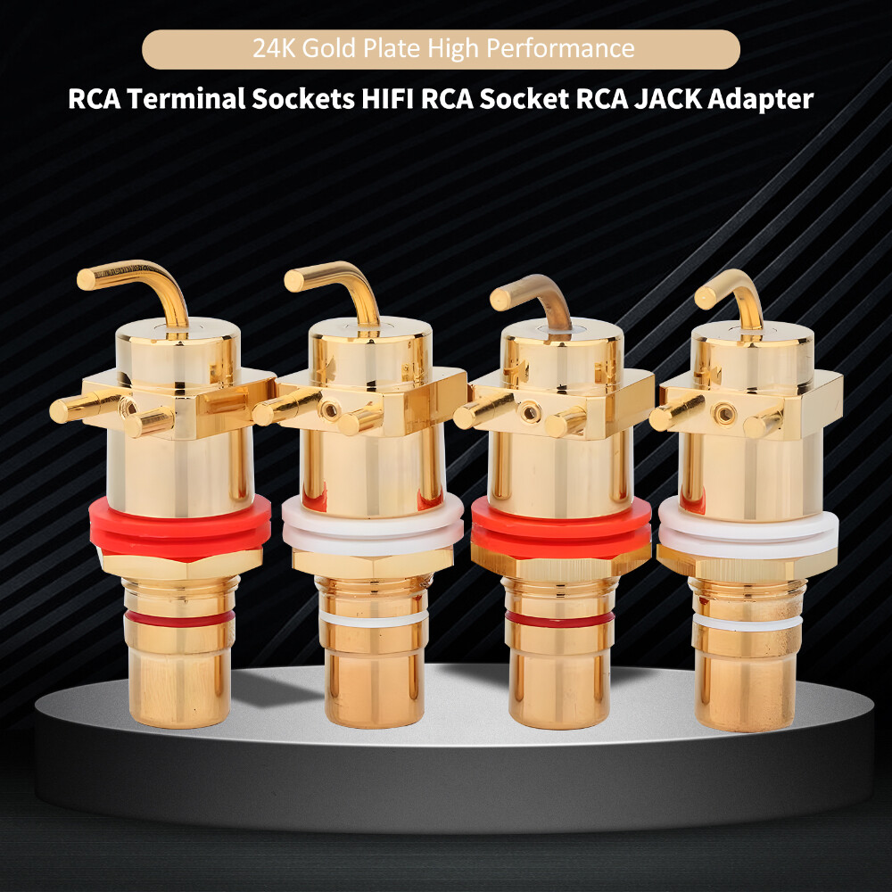 4PCS HIFI RCA Terminal Sockets 24K Gold Plated RCA Socket RCA Jack Adapter