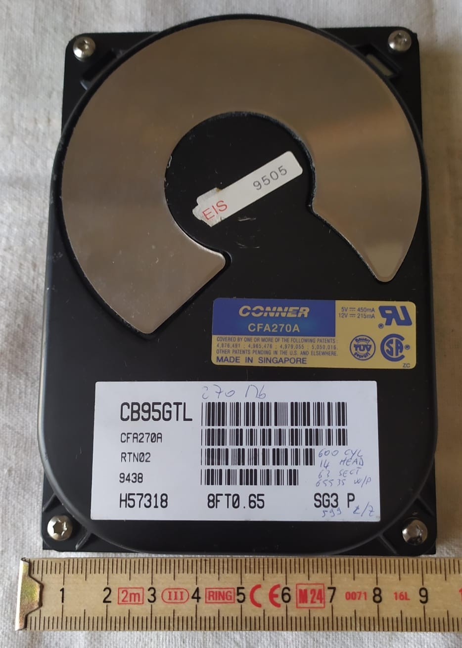 Vintage Conner CFA270A 270MB Hard Drive