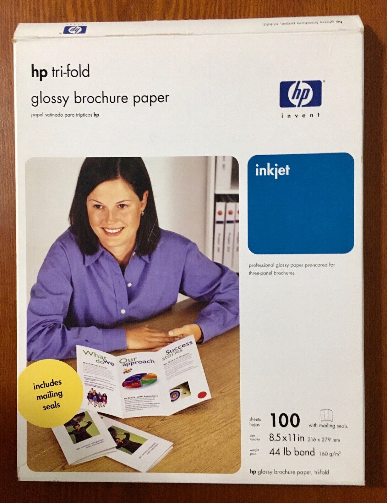 Gloss White HP Brochure Flyer Inkjet Paper OpenBox 69 Sheets 8.5 X 11 Pre-Scored