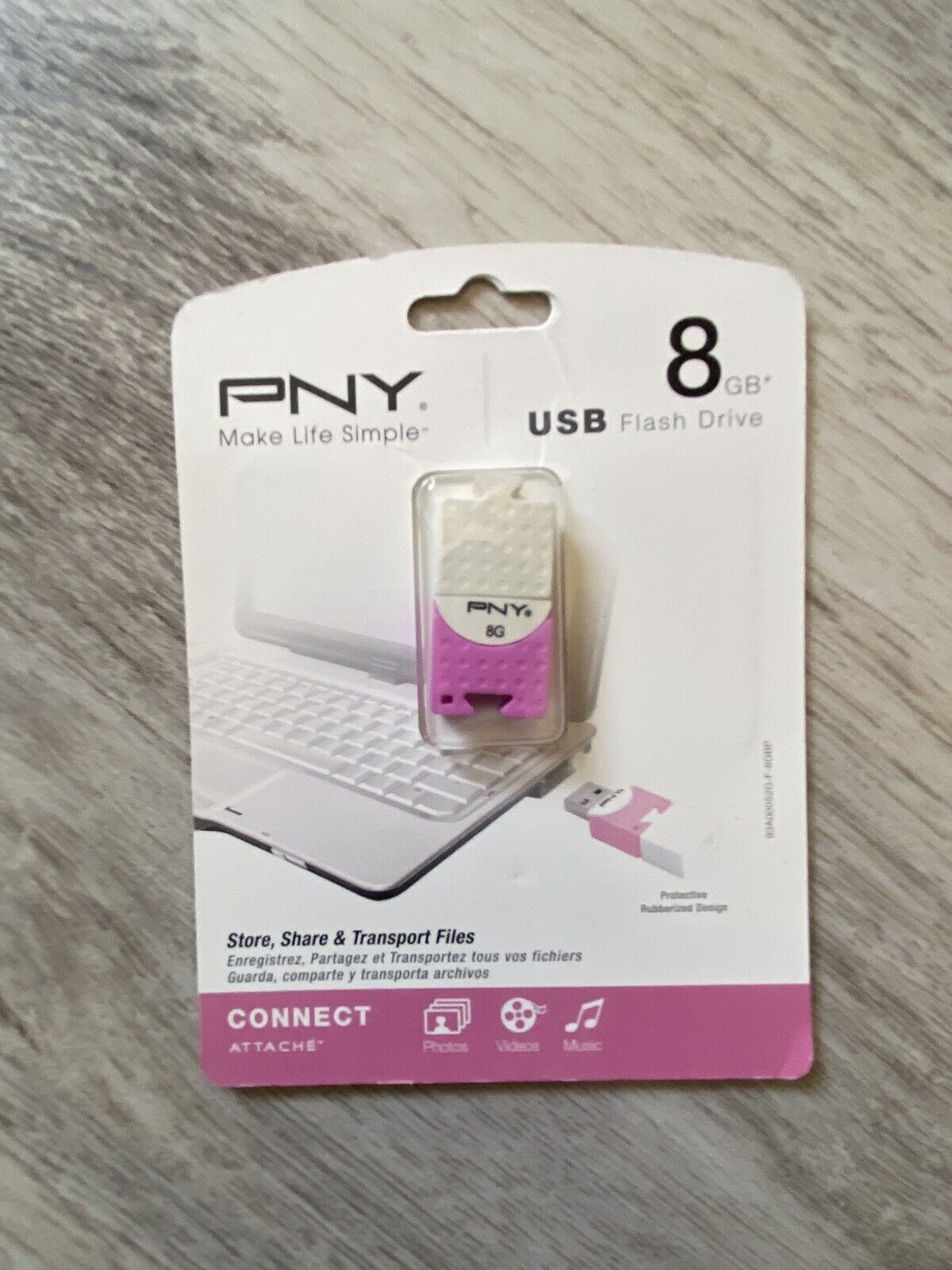 PNY Small Pink 8GB USB Flash Drive Music, Photos, Videos Compact Attaché