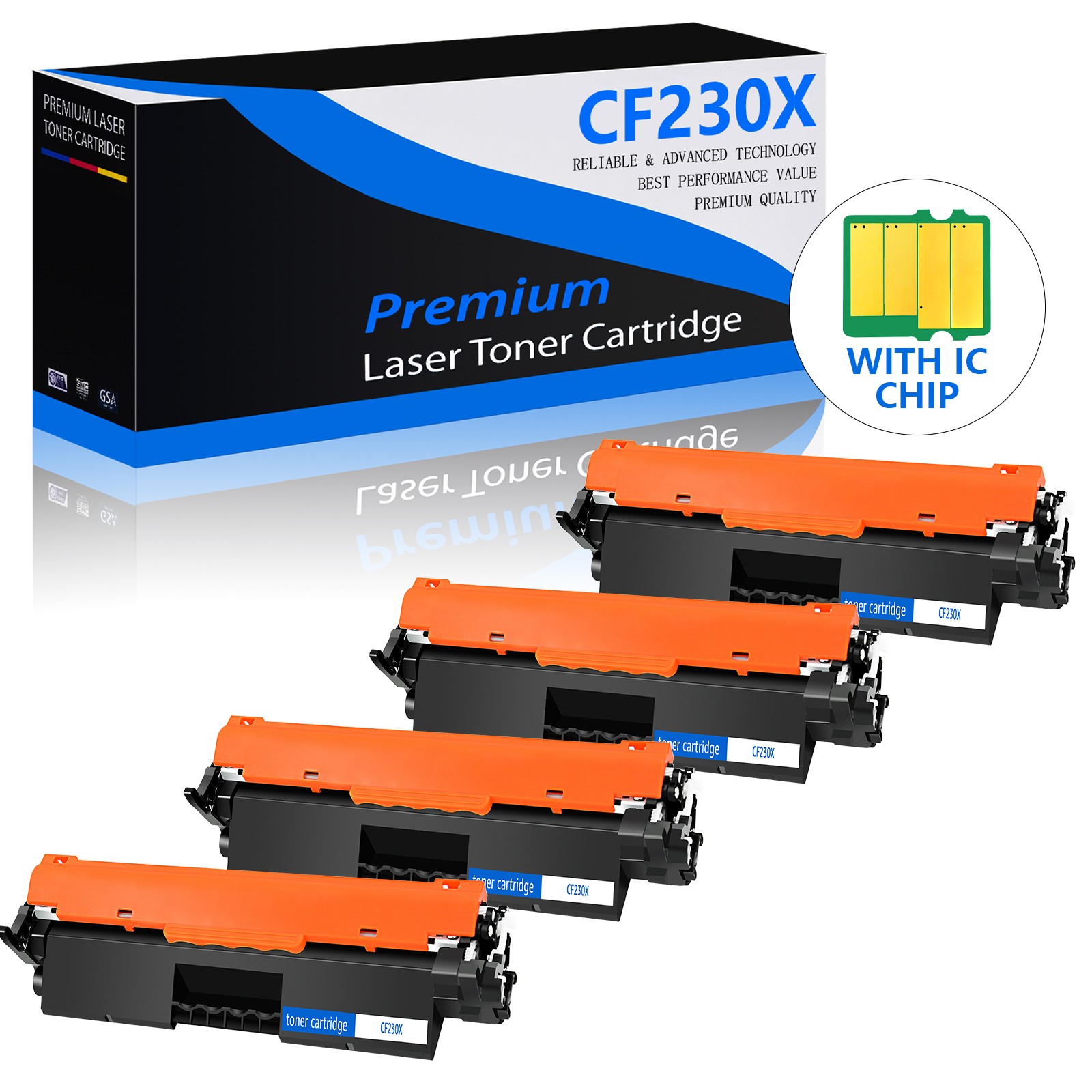 4PCS Black CF230X Toner Cartridge for HP LaserJet Pro MFP M227fdw M227sdn M227d