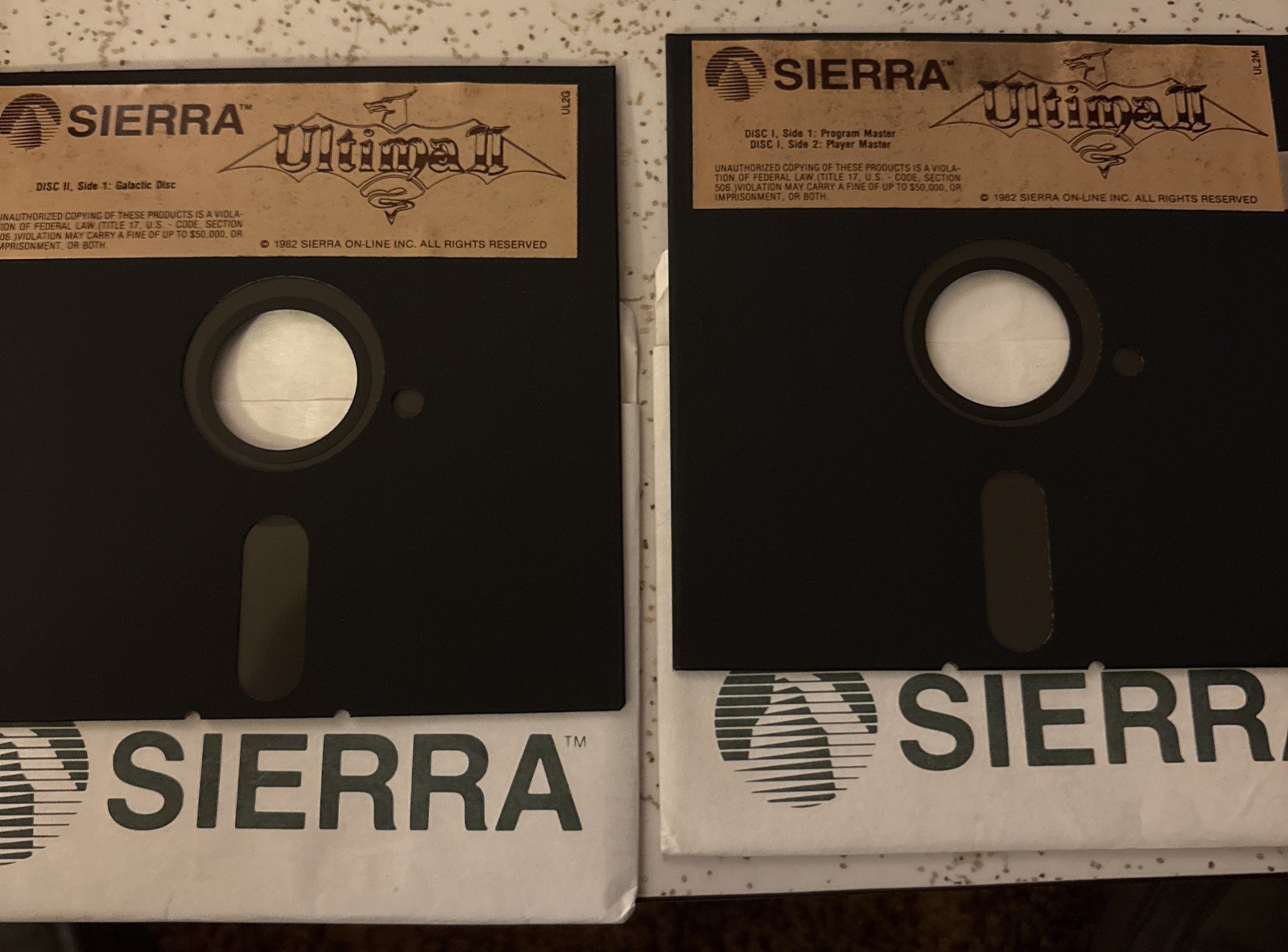 Vintage Ultima II Revenge of the Enchantress Apple II 1982 Sierra 2 Disk Set