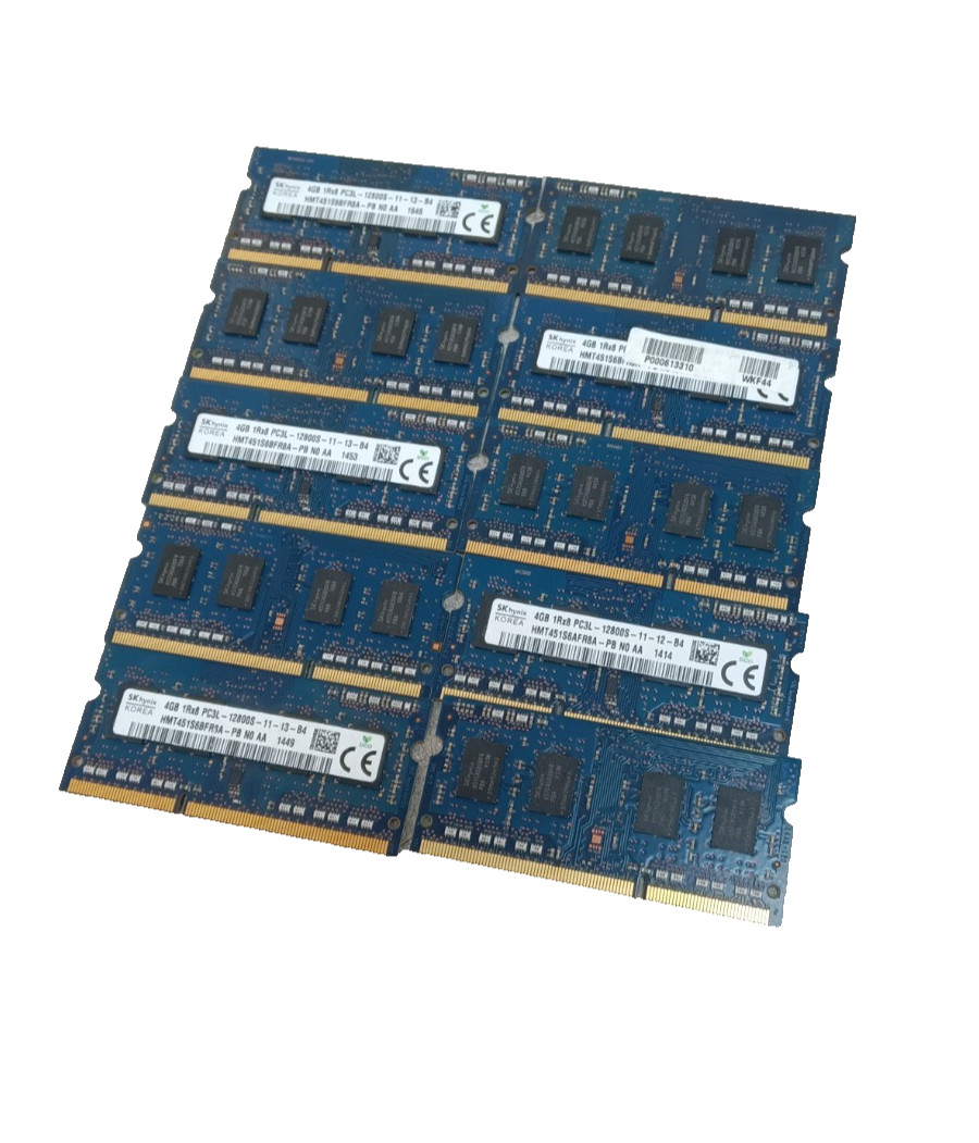 Lot of 10 SK Hynix 4GB DDR3 RAM 1Rx8 PC3L-12800S Laptop Memory Sodimm 204