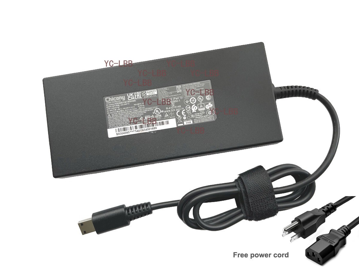 Slim Chicony 20V 14A 280W AC Adapter Charger For MSI Raider GE76 GE66 A22-280P1A