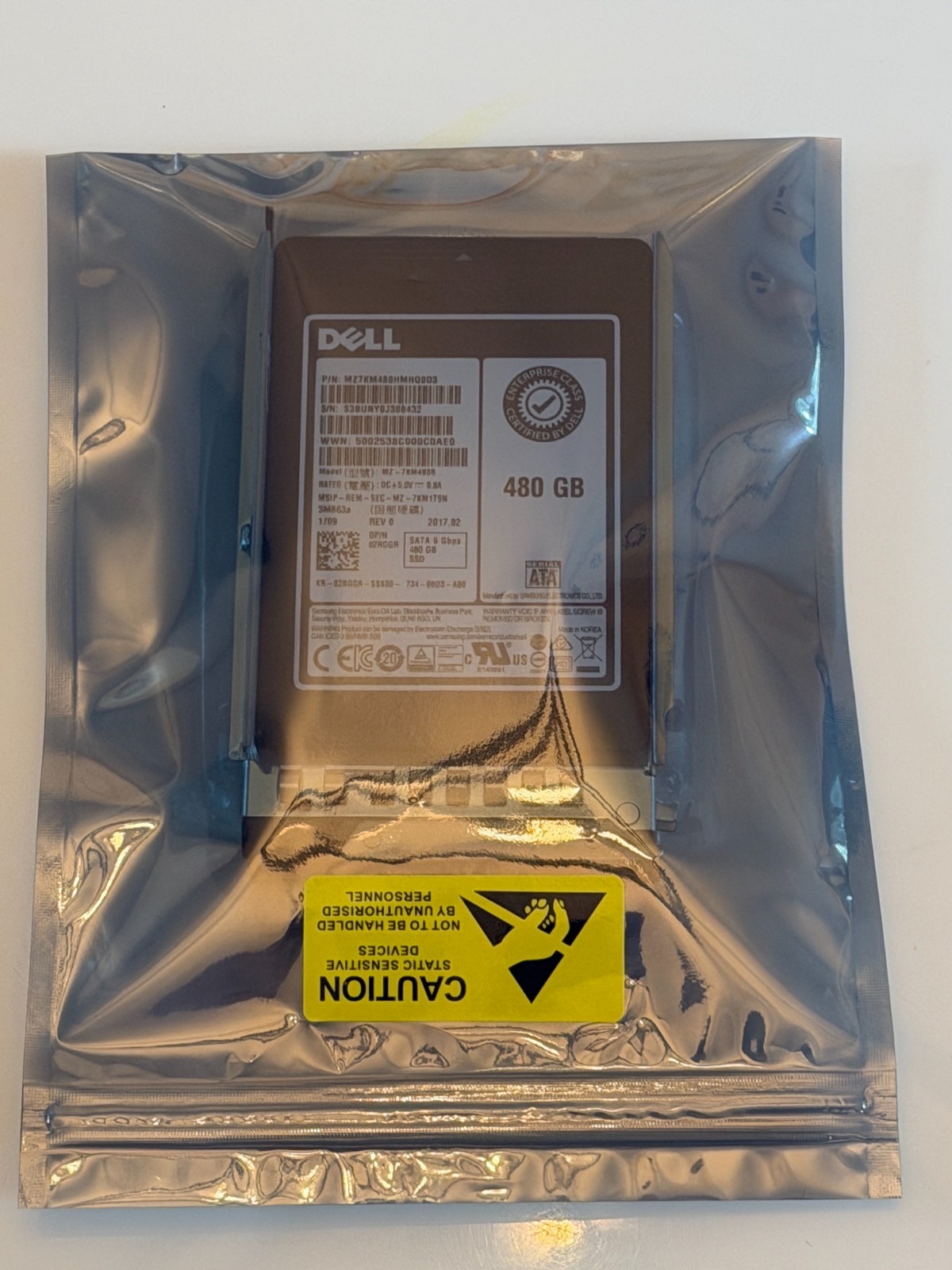 DELL 480GB Enterprise SATA 6Gbps 2.5'' Internal SSD 02RGGR SM863a  MU 99% write