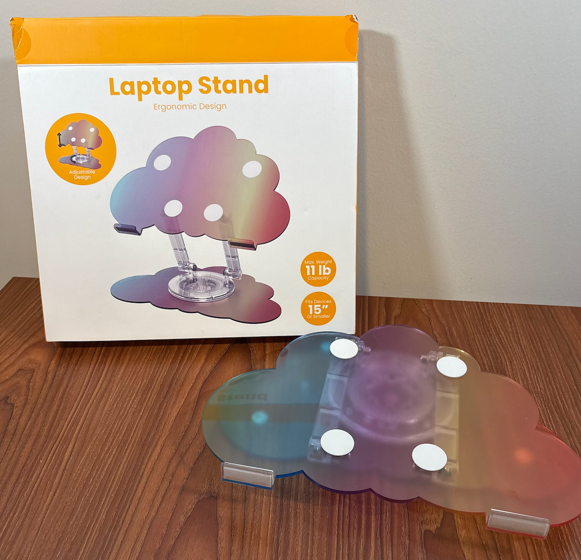 Acrylic Laptop Stand Purple Ergonomic Cloud rainbow Iridescent adjsutable