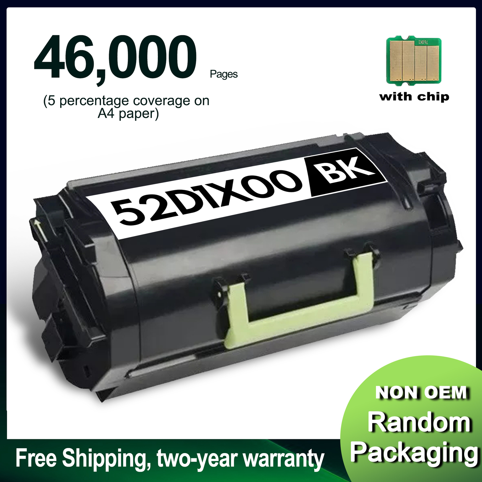 52D1X00 Extra High Yield Toner With Chip For Lexmark MS711 MS811 MX811