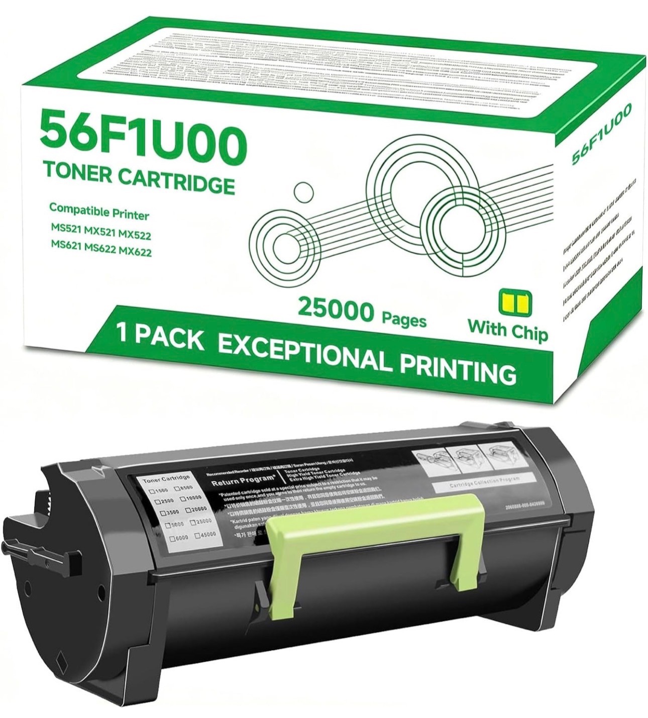 56F1U00 Black High Yield Toner Cartridge for Lexmark MS521 MX521 MX522 MX521