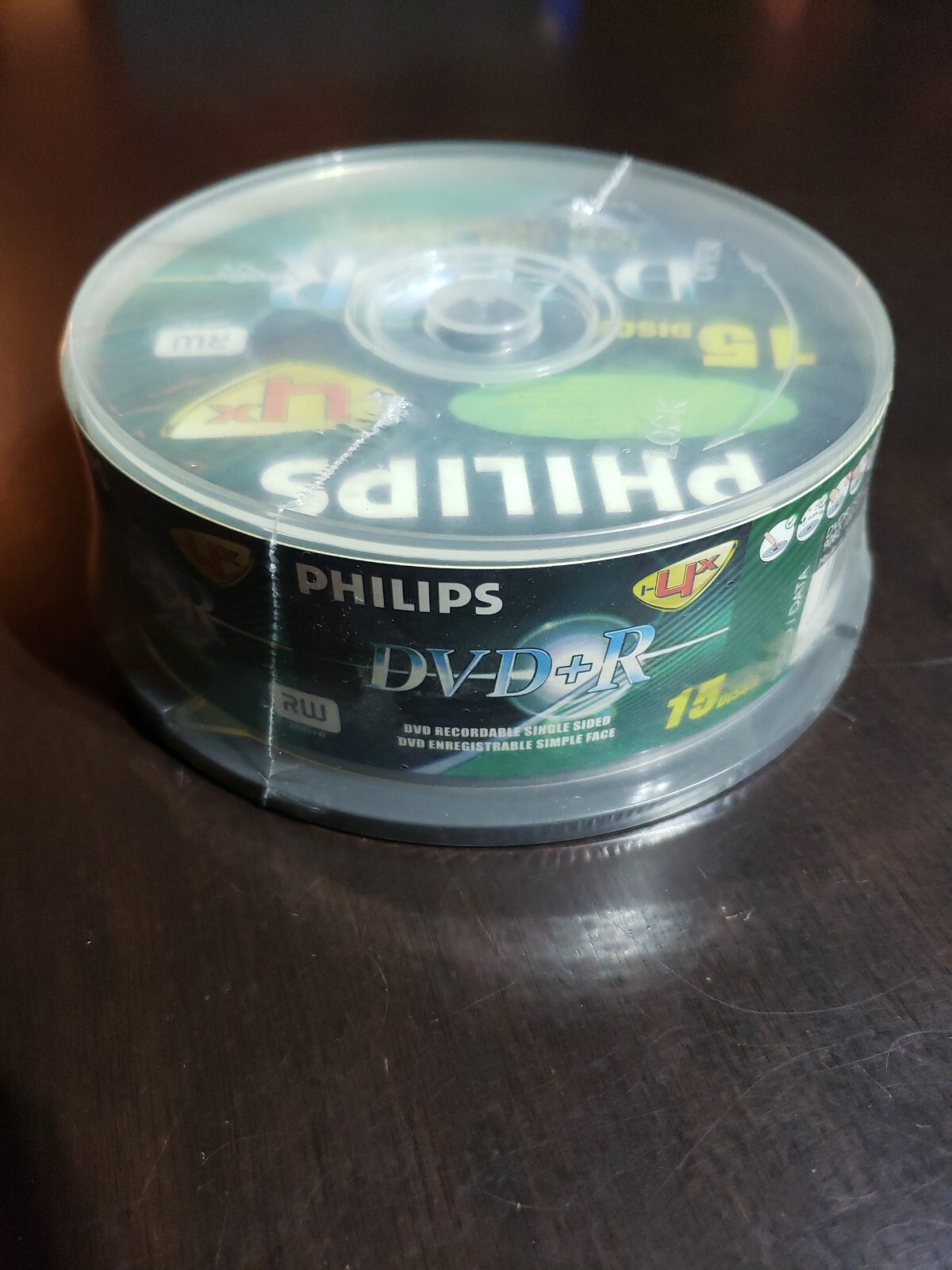 15 count PHILIPS DVD+R DVDR 1-4x 15 Discs Blank Media 4.7GB 120Min sealed
