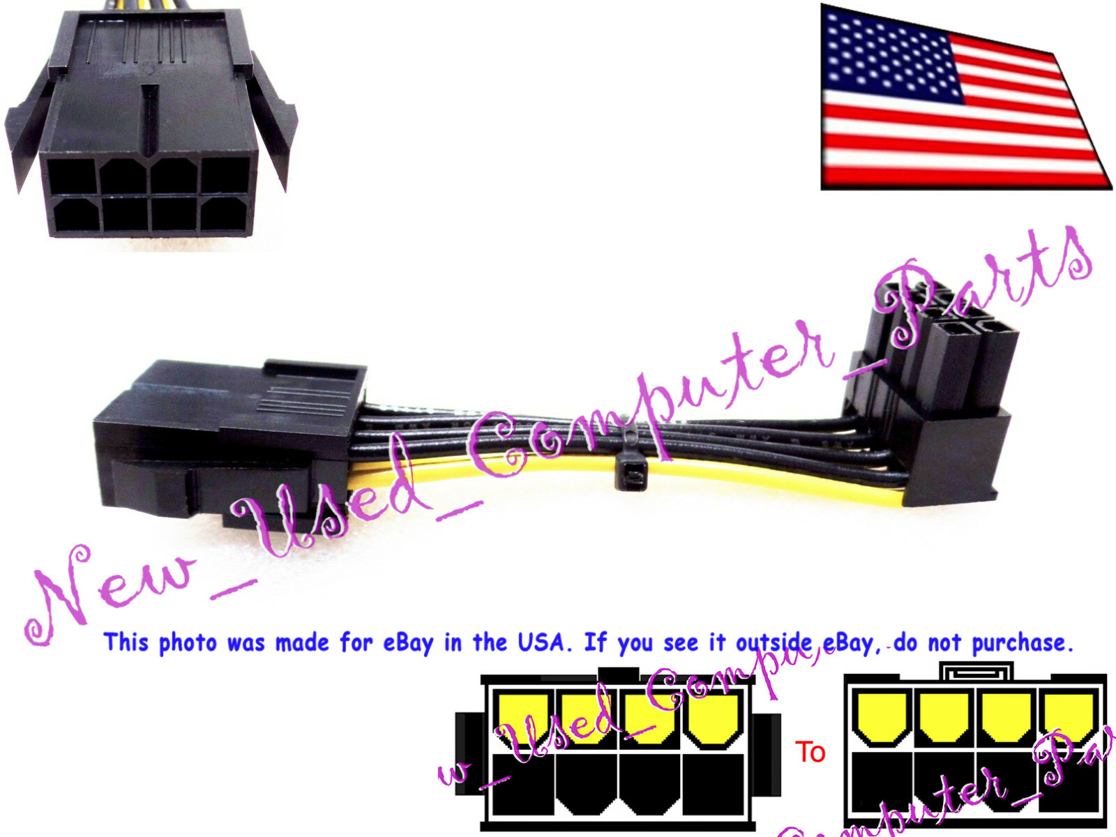 🔥 (11mm Tall) Low Profile 8-Pin (4+4) CPU to 8-Pin 12V CPU Power Cable Adapter