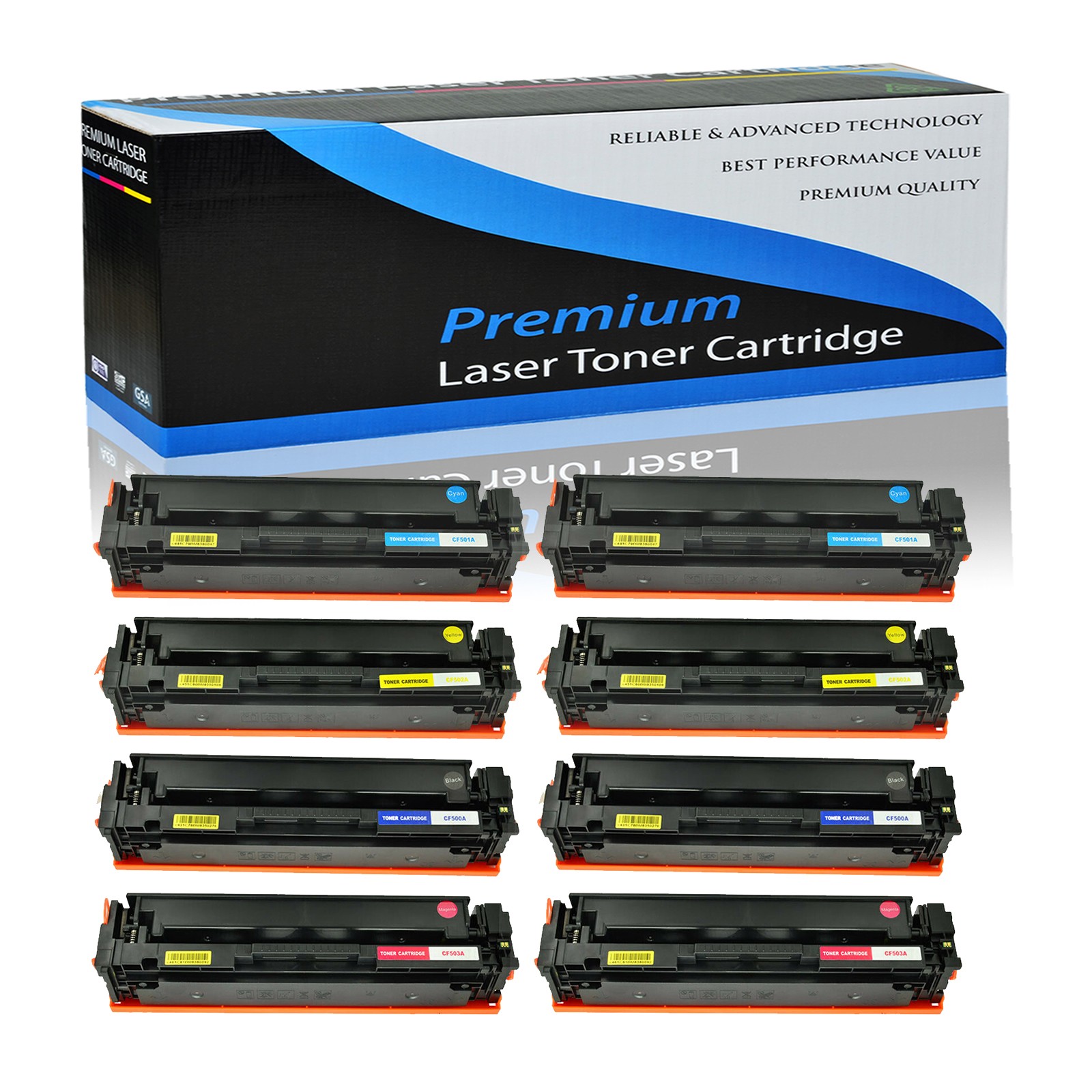 8PK CF500A-03A BK C Y M Toner for HP 202A LaserJet Pro MFP M280nw M281fdw M254dn