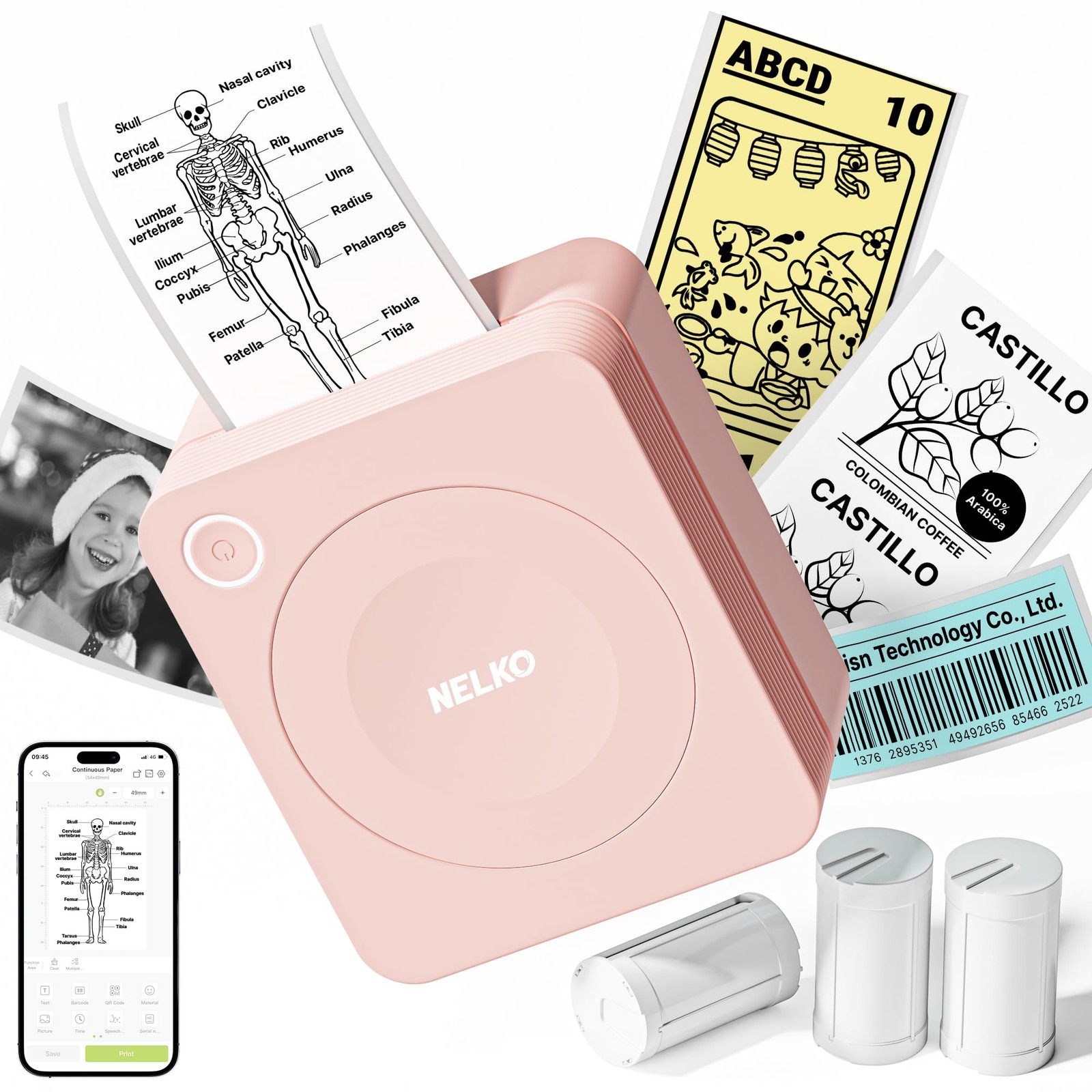 Nelko PM230 Mini Bluetooth Sticker Printer for Custom Labels and Notes