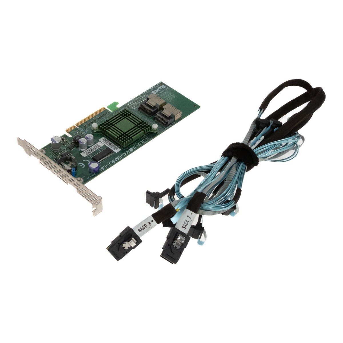 SUPERMICRO AOC-USASLP-L8i 8-PORT SAS-1/SATA II RAID CONTROLLER PCIe + 2x CABLES