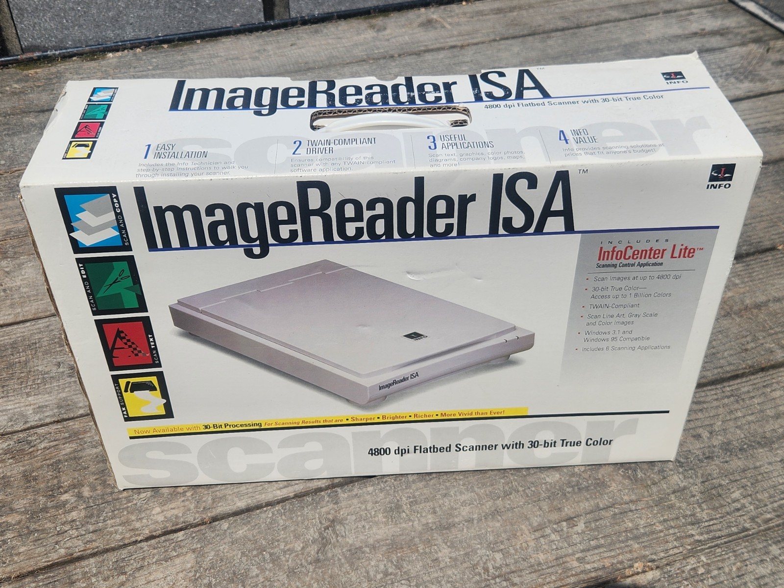 NEW OLD STOCK VTG InfoCenter ImageReader ISA Scanner 4800 Dpi Flatbed Scanner 
