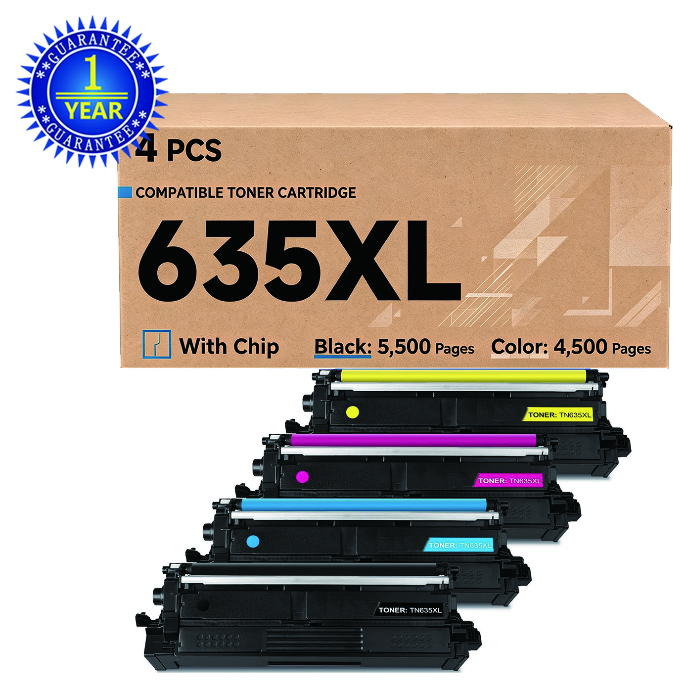 4PK TN635XL Toner Compatible for Brother TN635 HL-L8430CDW HL-L8570CDW L8430CDWT