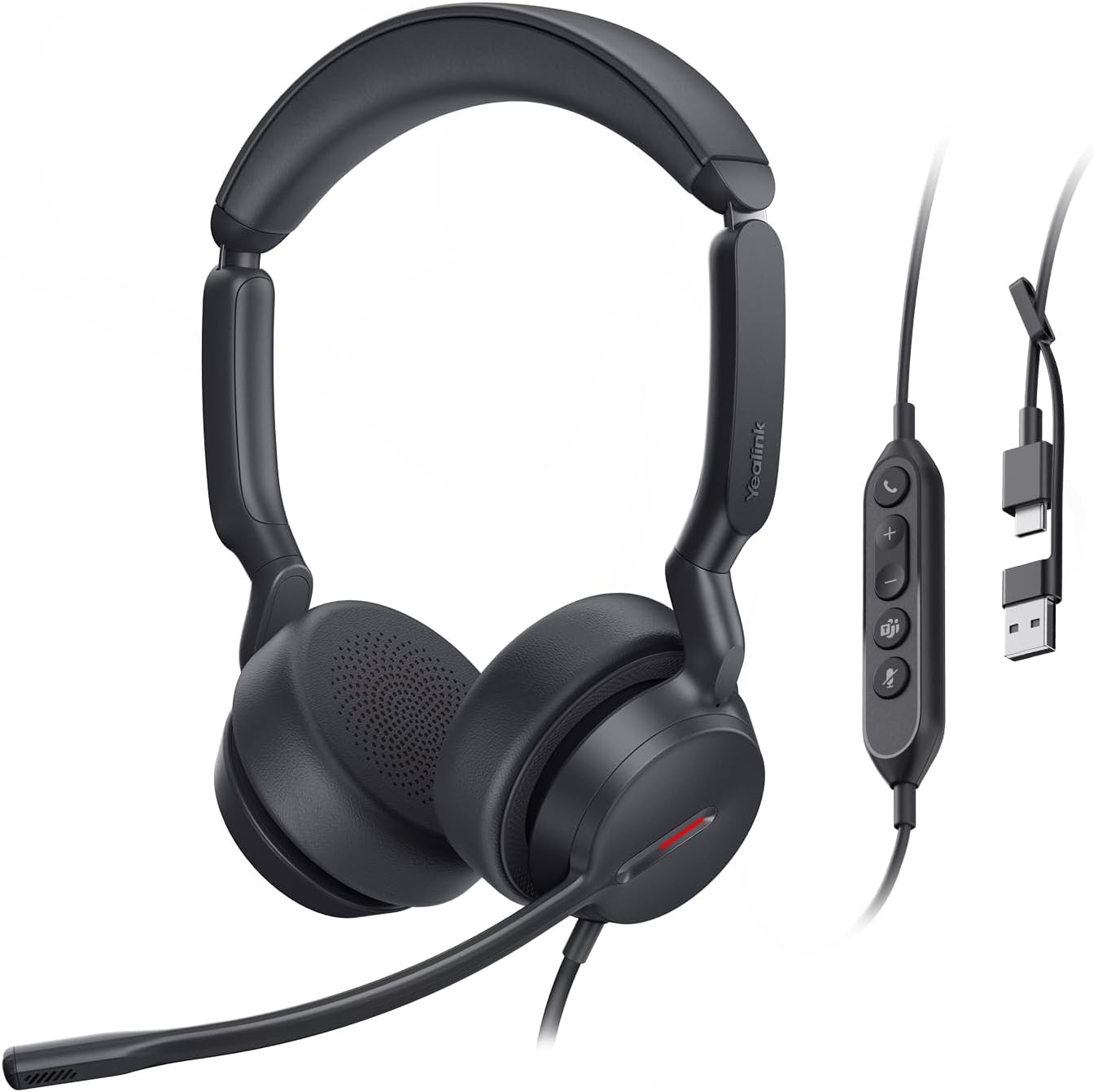 UH44 Wired USB Headset, Teams Certified, 2 Mics, USB-C/A