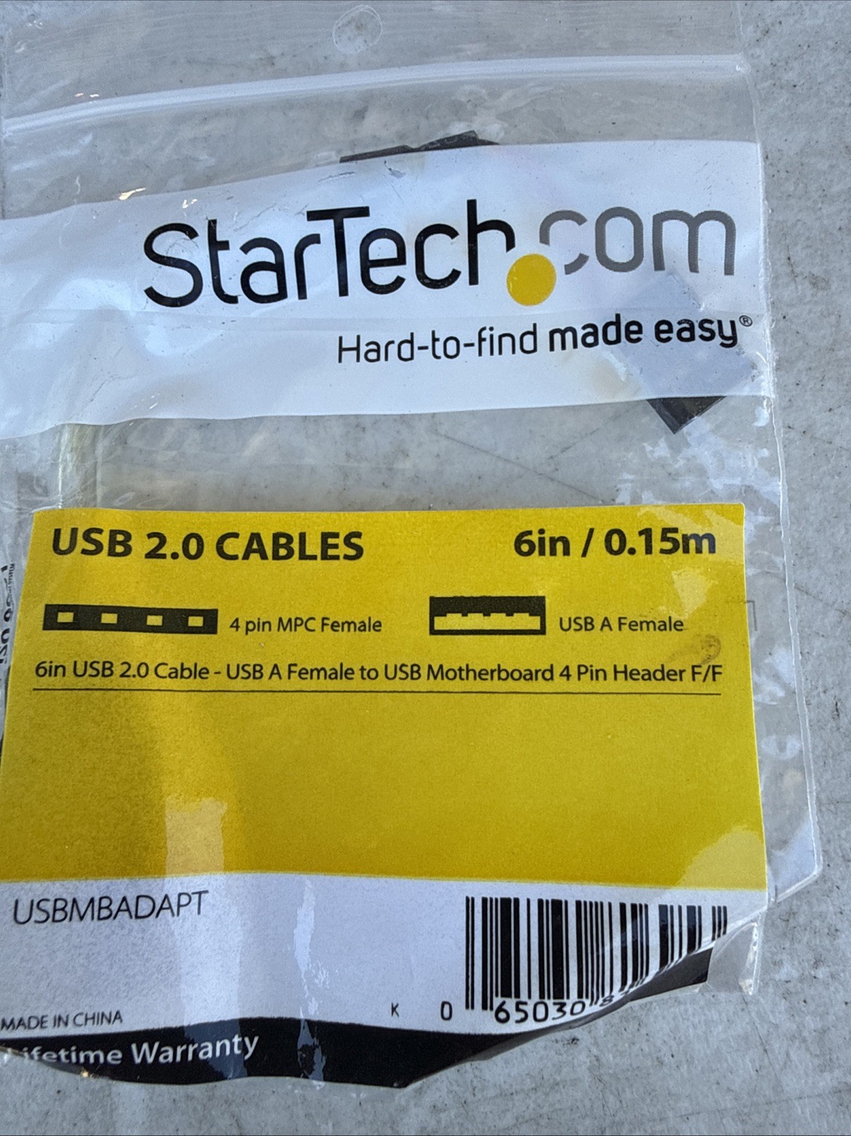 StarTech USBMBADAPT 6" CABLE USB A FEMALE to MB 4 PIN