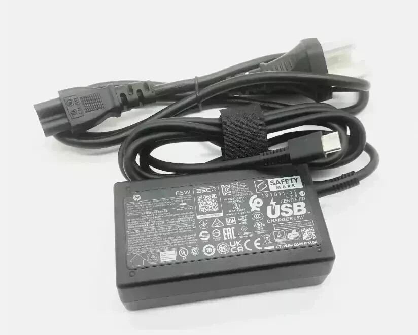 New Genuine 65W 20V 1P3K6UT USB-C Charger for HP Chromebook X360 14 15 11 12 US