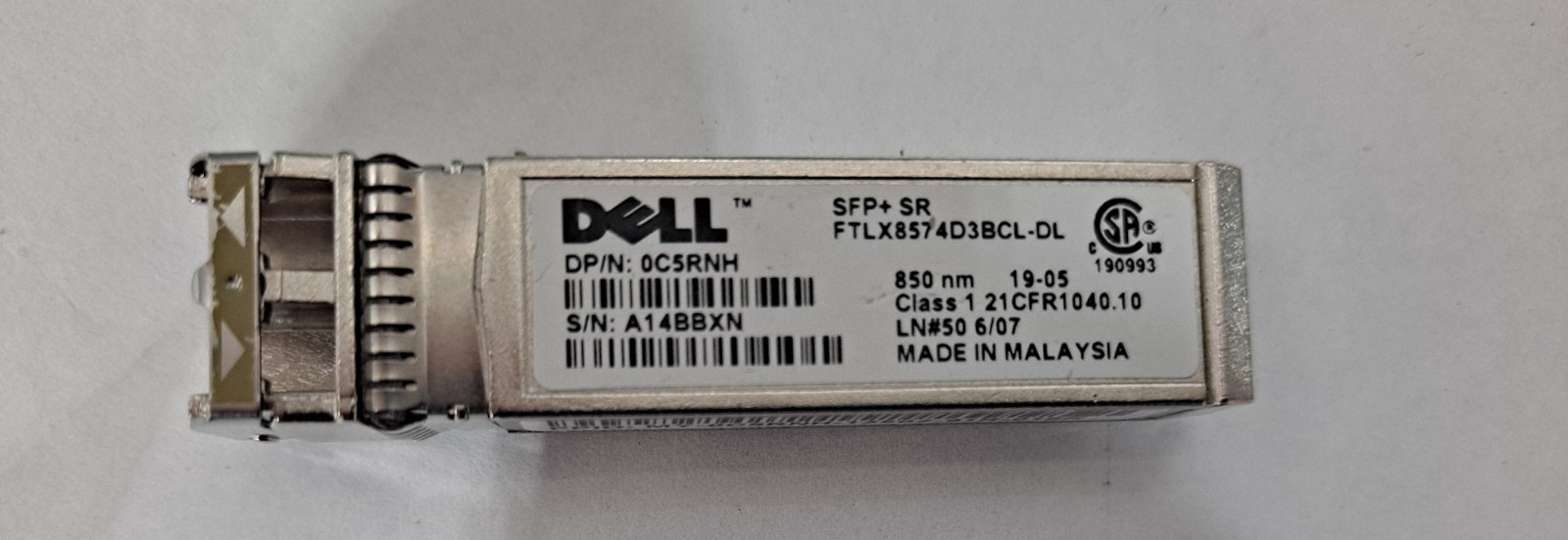 Lot of 10 Dell 0C5RNH FTLX8574D3BCL-DL SFP+ SR 10G 850nm Transceiver SFP-10G-SR
