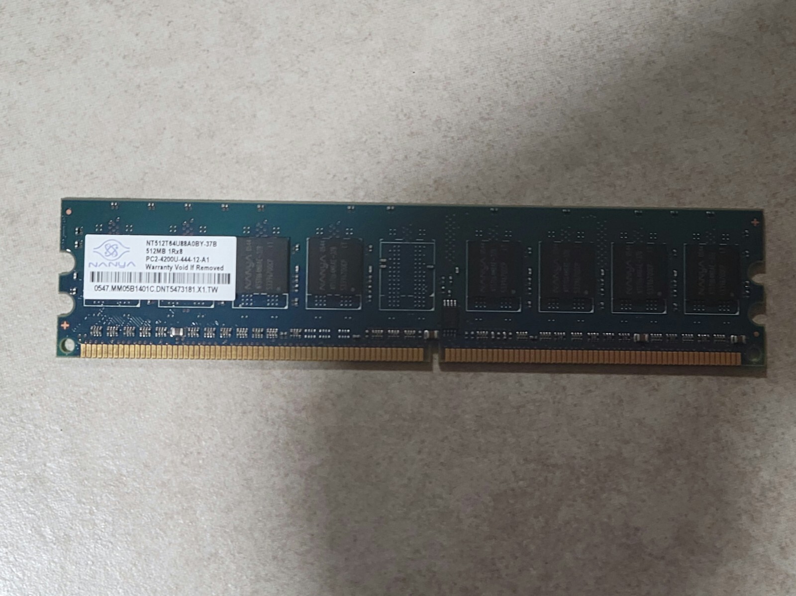 GENUINE NANYA DESKTOP MEMORY RAM STICK 512MB 1RX8 PC2-4200U NT512T64U88A0BY-37B