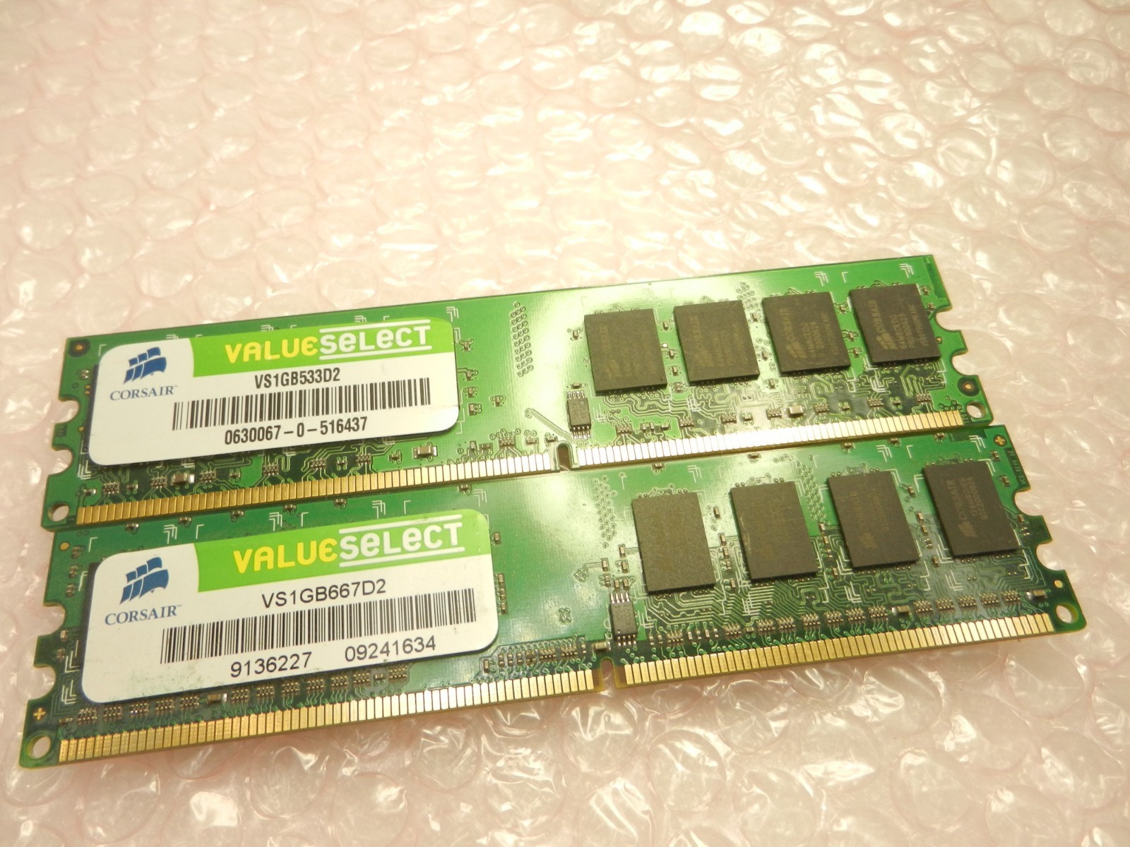2X LOT - Corsair DDR2 1GB Value Select Ram Memory 2x1GB VS1GB533D2 + VS1GB667D2