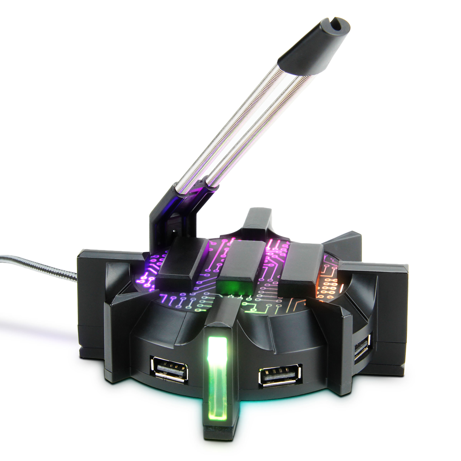 ENHANCE Pro Gaming Mouse Bungee Cable Holder - 4 Port USB Hub & 7 LED Modes