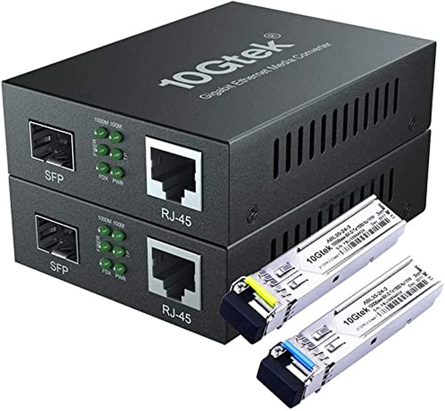 a Pair of Gigabit Ethernet Bidi Media Converter, Singlemode Single LC Fiber to E