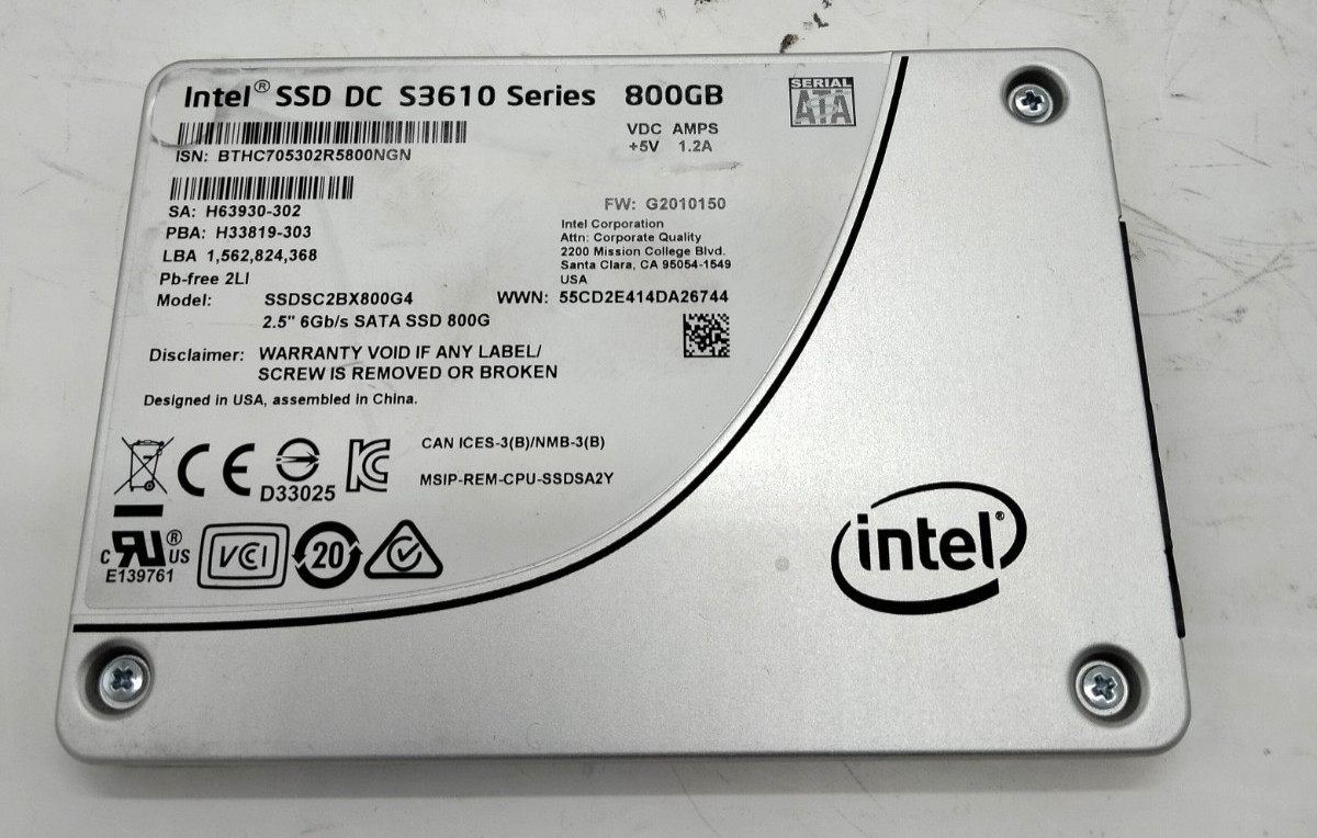 Intel SSD DC S3610 800GB SATA 6Gb/s 2.5" Solid State Drive  SSDSC2BX800G4