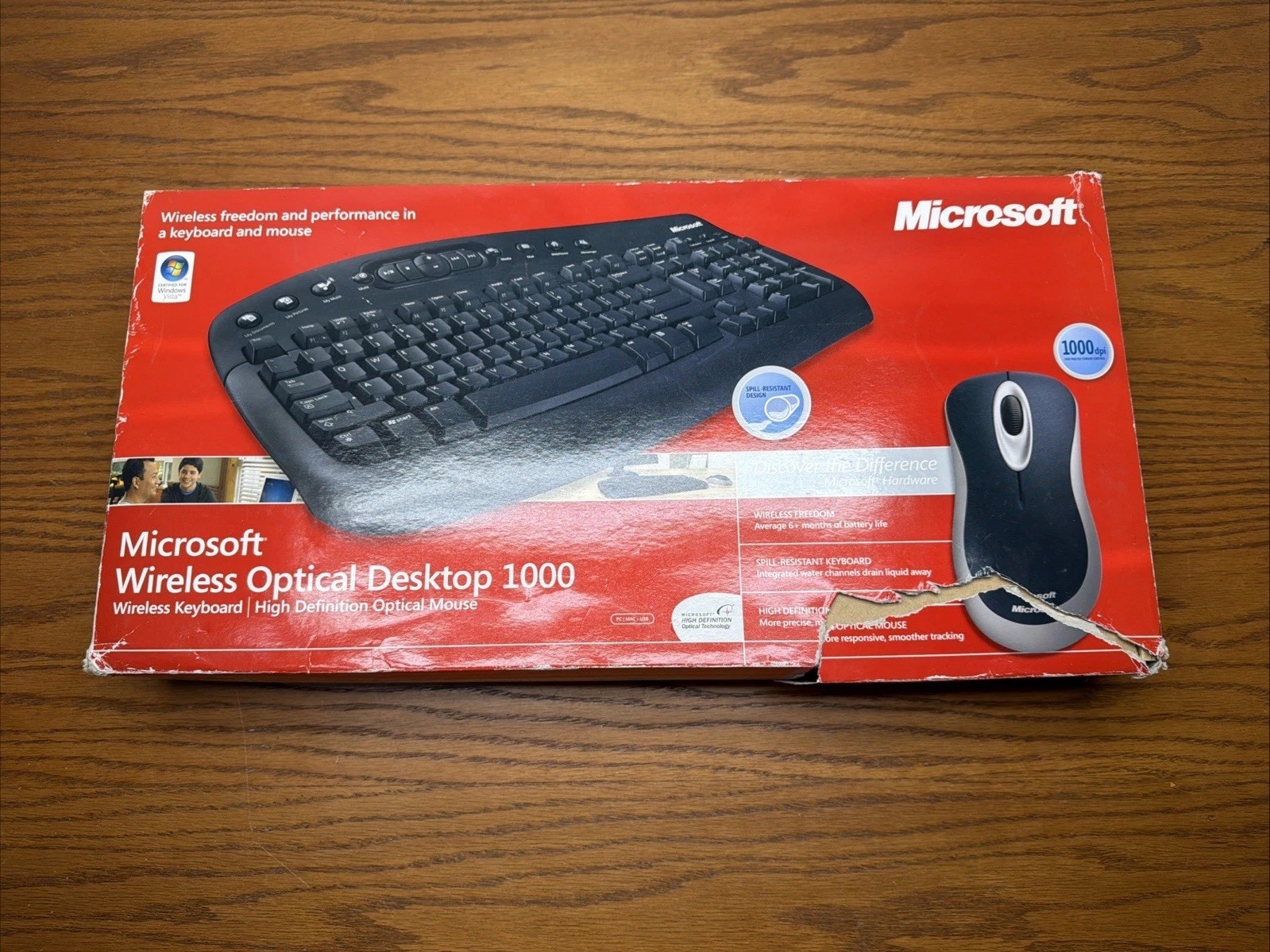 Microsoft Wireless Optical Desktop 1000 Keyboard Mouse Combo Spill Resistant NEW