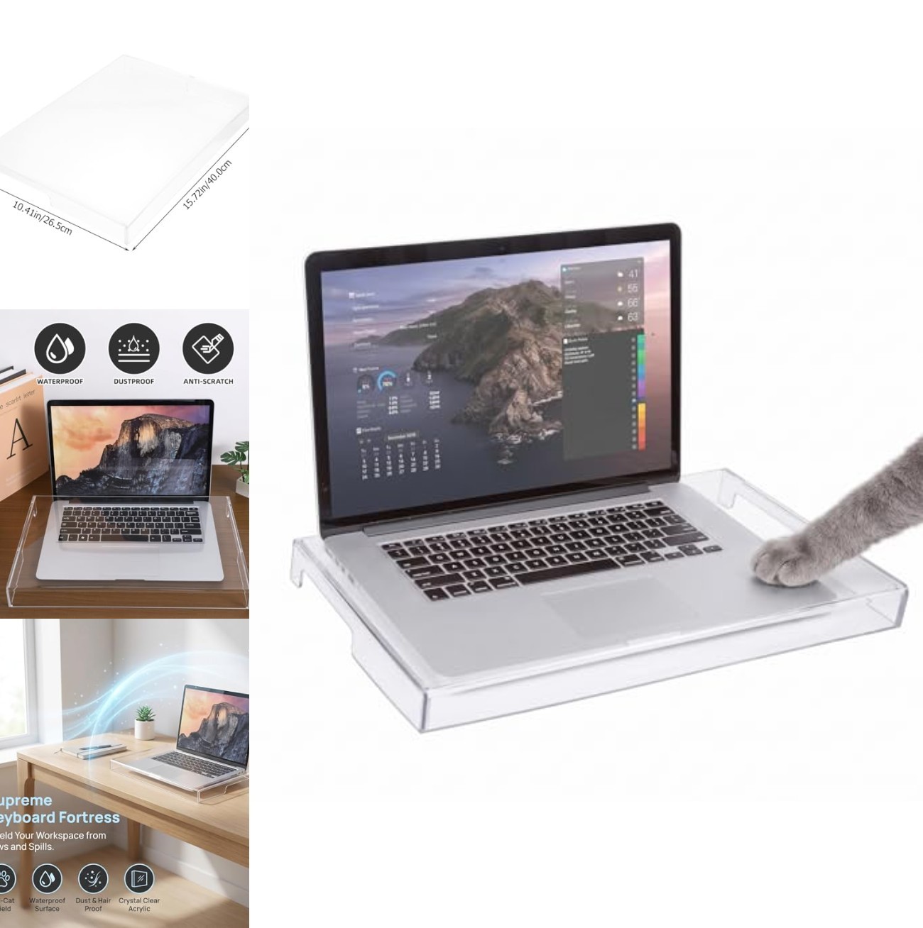 Clear Acrylic Keyboard Dust Cover Waterproof Protective Case 15.74x10.43 Inch