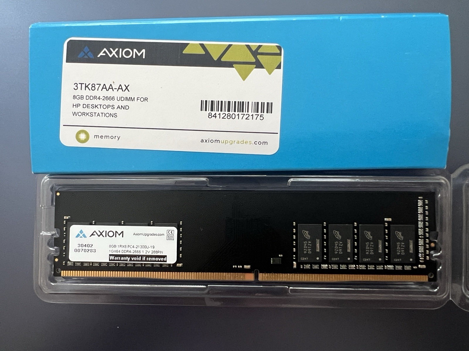 Axiom 8GB DDR4-2666 PC4-21300 288-Pin UDIMM Non-ECC Unbuffered RAM