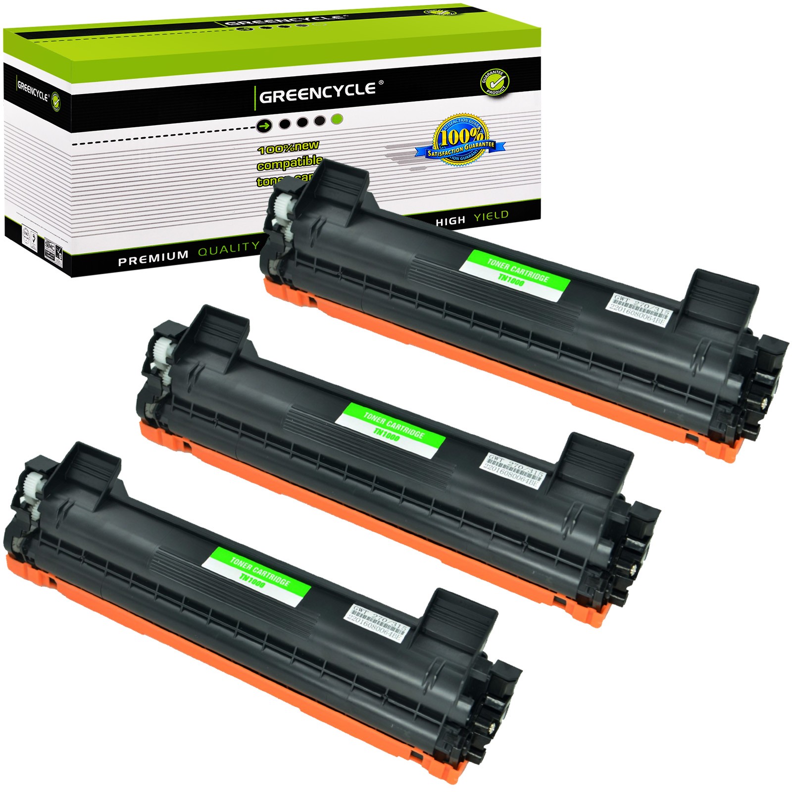 3× TN1000 Toner Cartridge Fit for Brother HL-1212W 1210W DCP-1612W 1610W Printer
