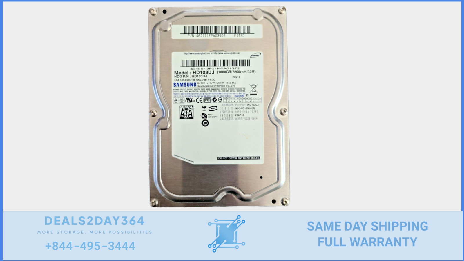 Samsung HD103UJ 1000GB/7200rpm/32M 3.5” SATA Internal Hard Drive