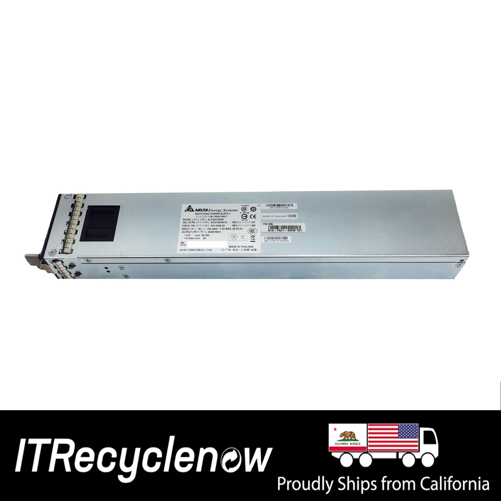 Cisco UCS 6120XP N10-S6100 N10-PAC1-550W 550W Hotswap Power Supply 341-0348-02
