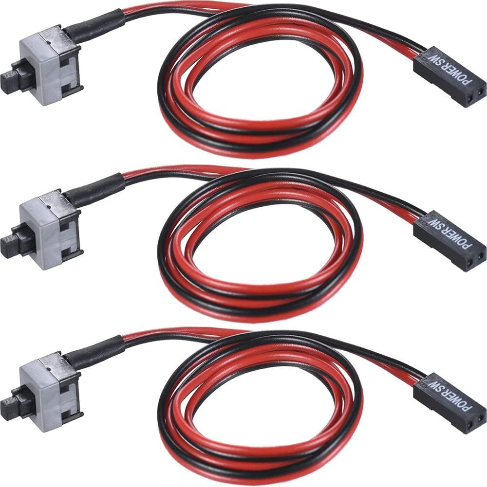 3 Pack 2 Pin SW PC Desktop Power Cable On/Off Push Button ATX Computer Switch