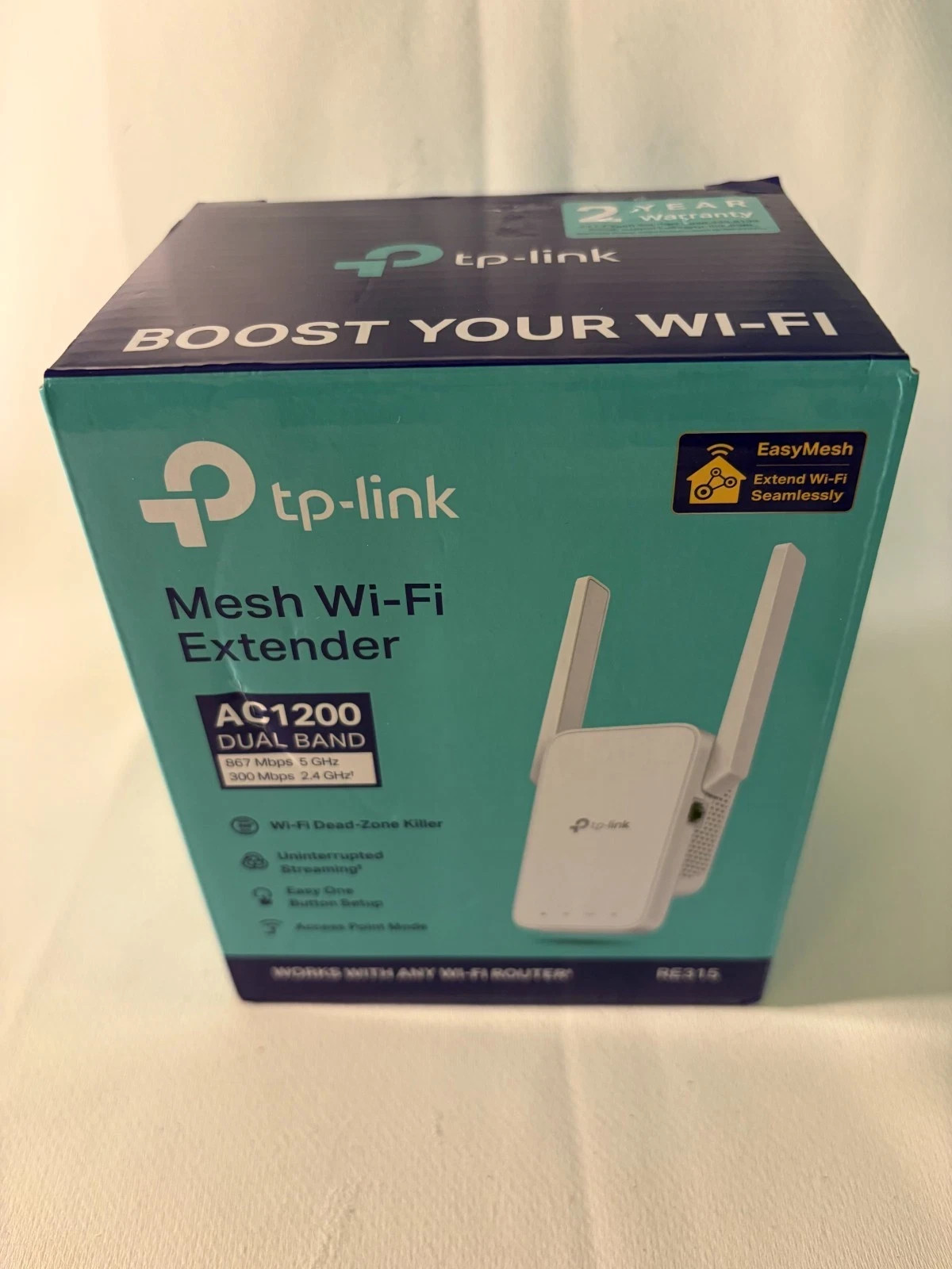 TP Link RE315 Mesh Wifi Extender AC750 Dual Band Range Extender New Open Box