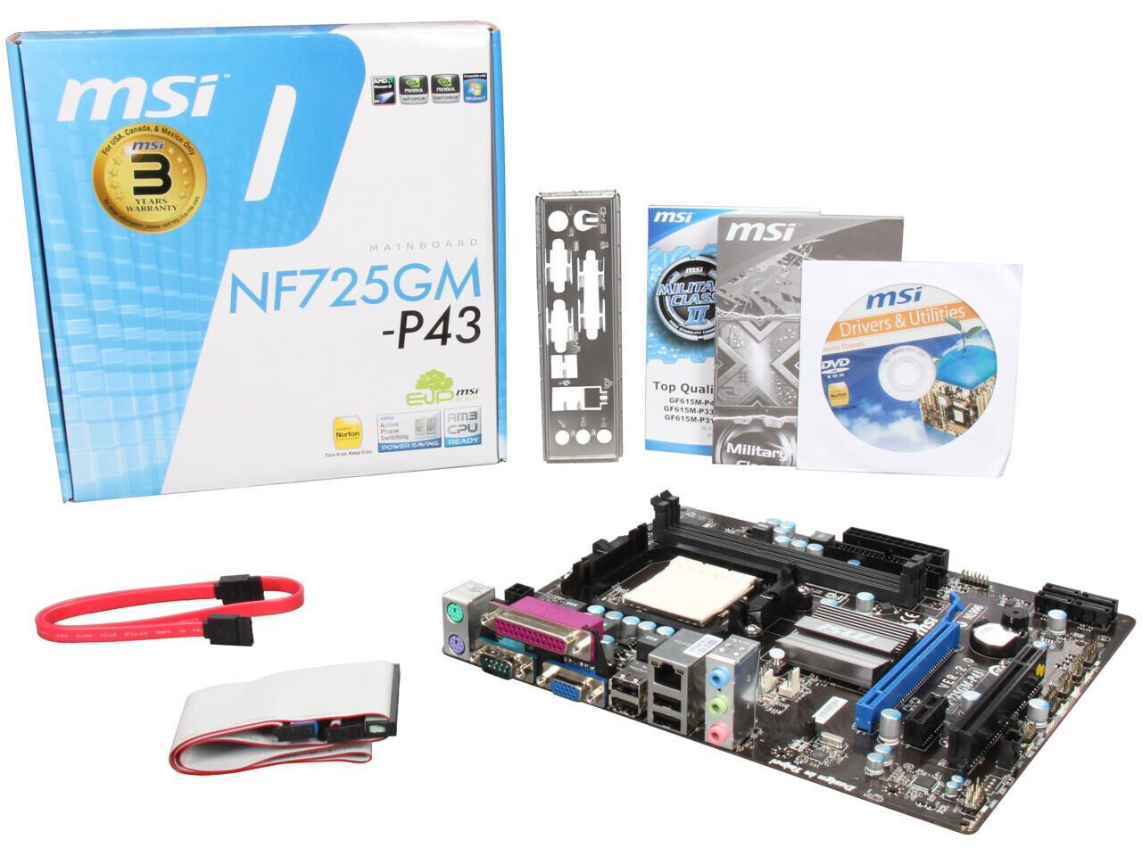 MSI NF725GM-P43 MS-7597 Socket AM3 NVIDIA GeForce 7025 mATX Motherboard