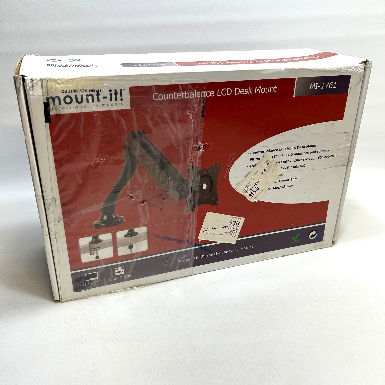Mount-It MI-1761 LCD Desk Mount Counterbalance Arm 13"-27" VESA