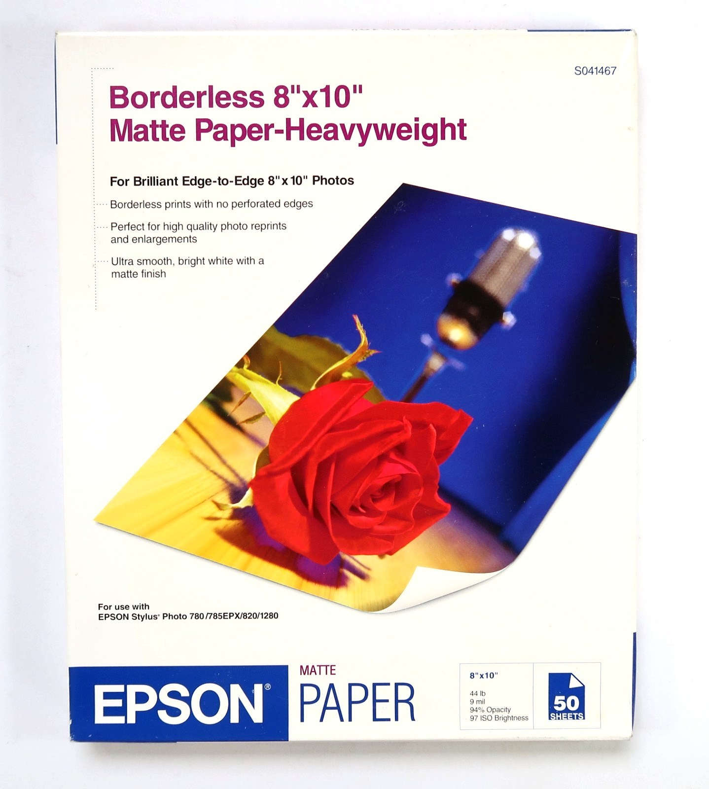 EPSON Borderless 8"x10" Matte Paper-Heavyweight - 50 Sheets  (S041467)