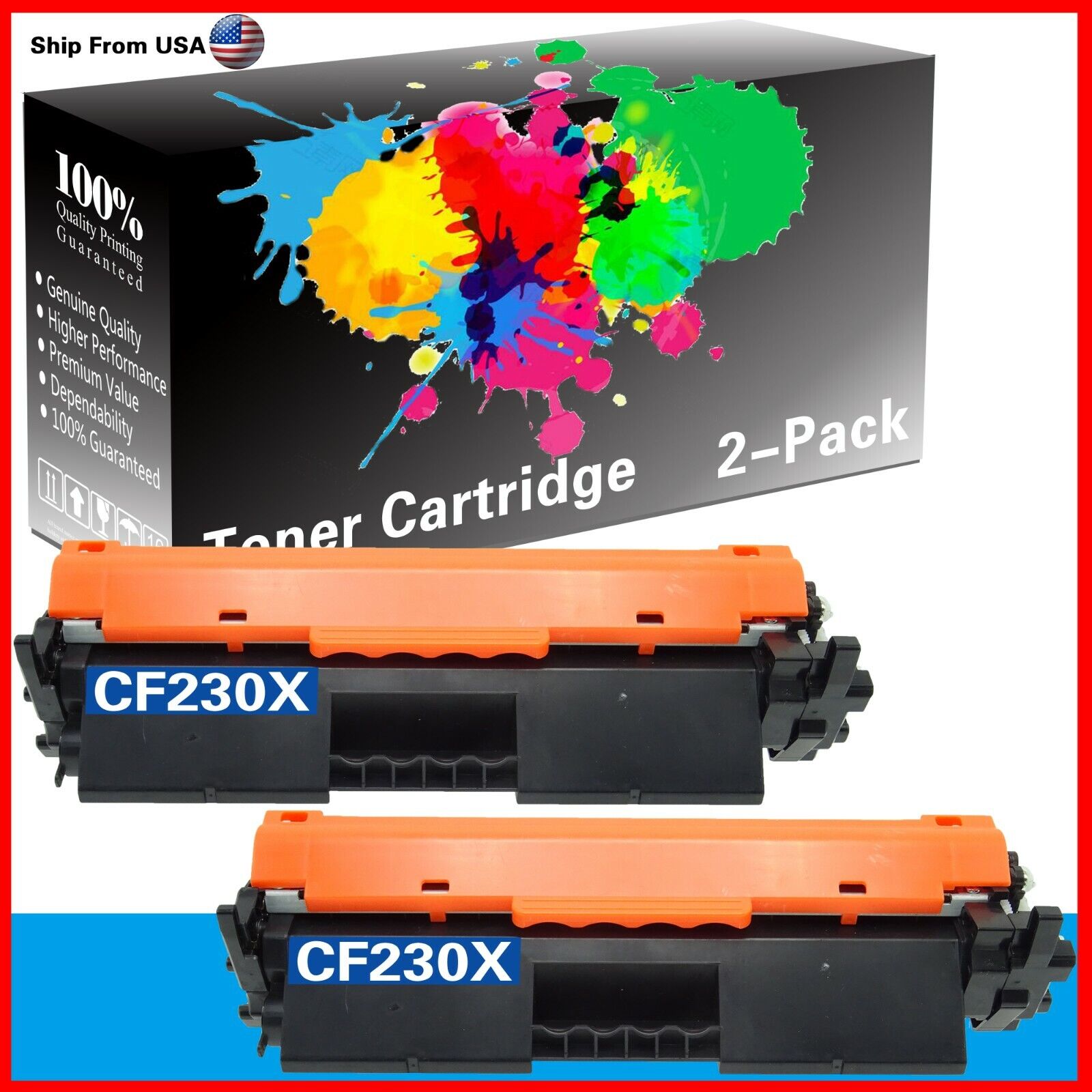 2PK 230X CF230X Toner Cartridge for Pro M203dw M203d M227fdn M227sdn