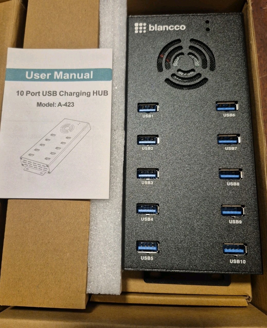 10 Port USB Charging Hub Model A-423 Blancco New Open Box