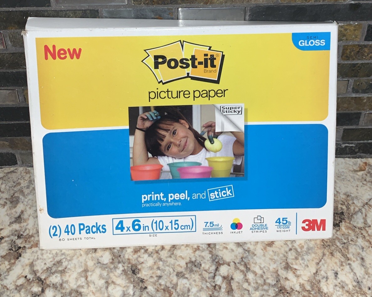 Post-It Brand Picture Paper Semi Gloss 2 x 40 Packs 4x6 in. 7.5 mil Ink Jet NEW
