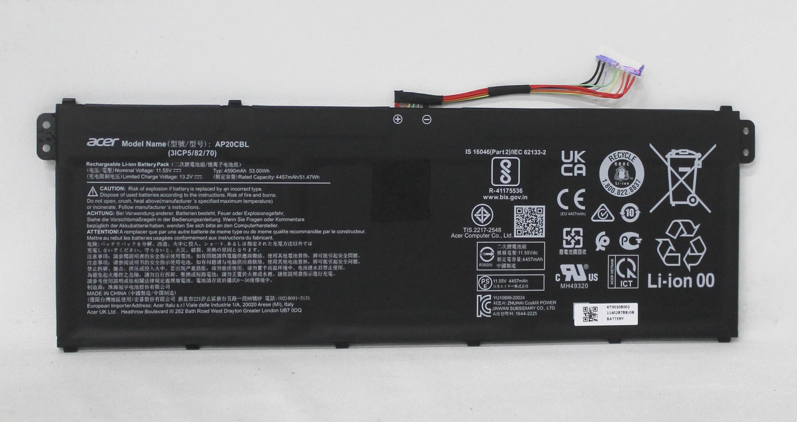 KT.0030B.004 Acer Battery 11.55V 4590Mah 5300Wh 3S1P 3 A315-24Pt-R4U2"GRADE A"