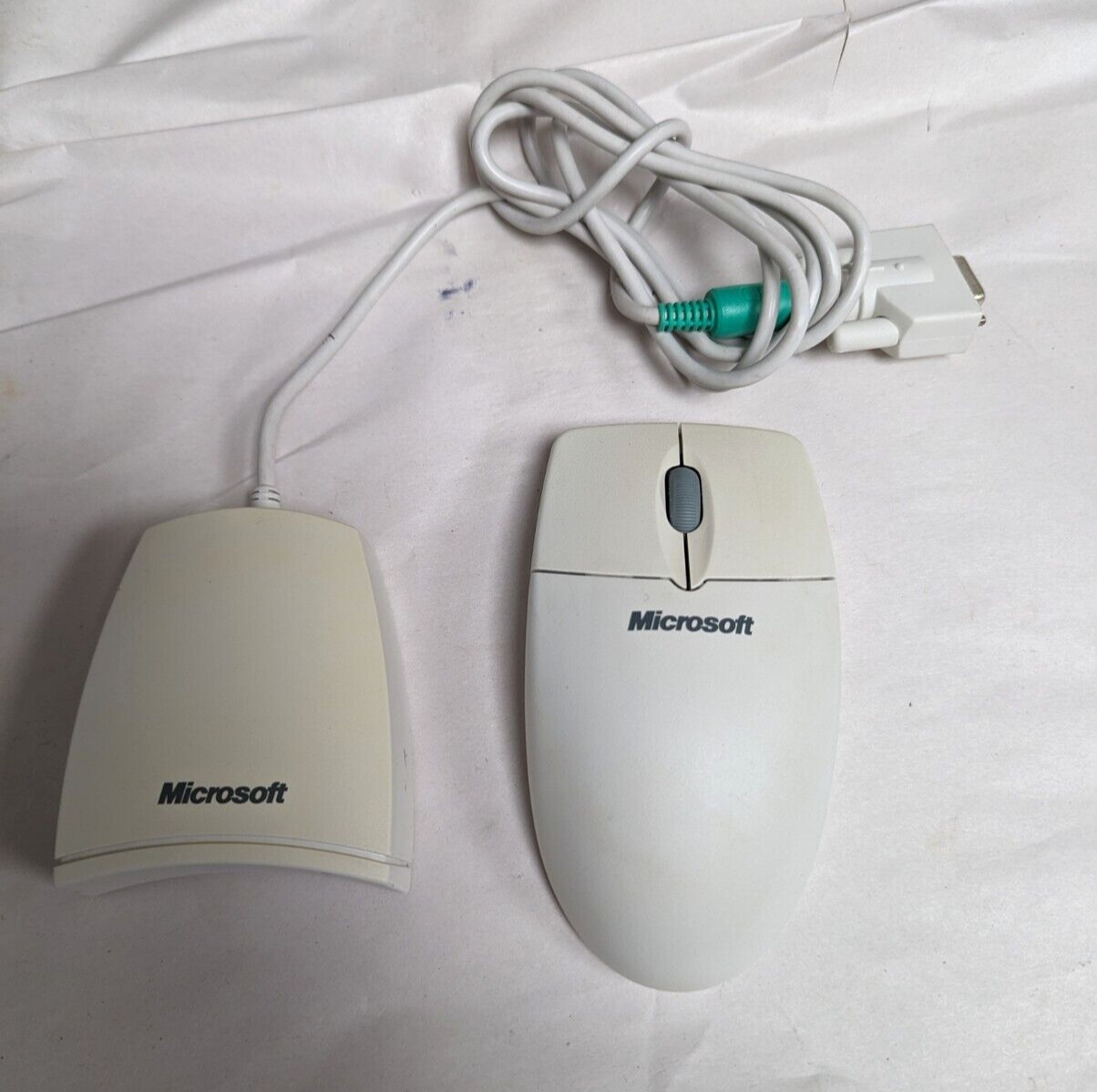 Vintage Microsoft Cordless Wheel Mouse Serial Ps2 with Wireless Digital Receiver