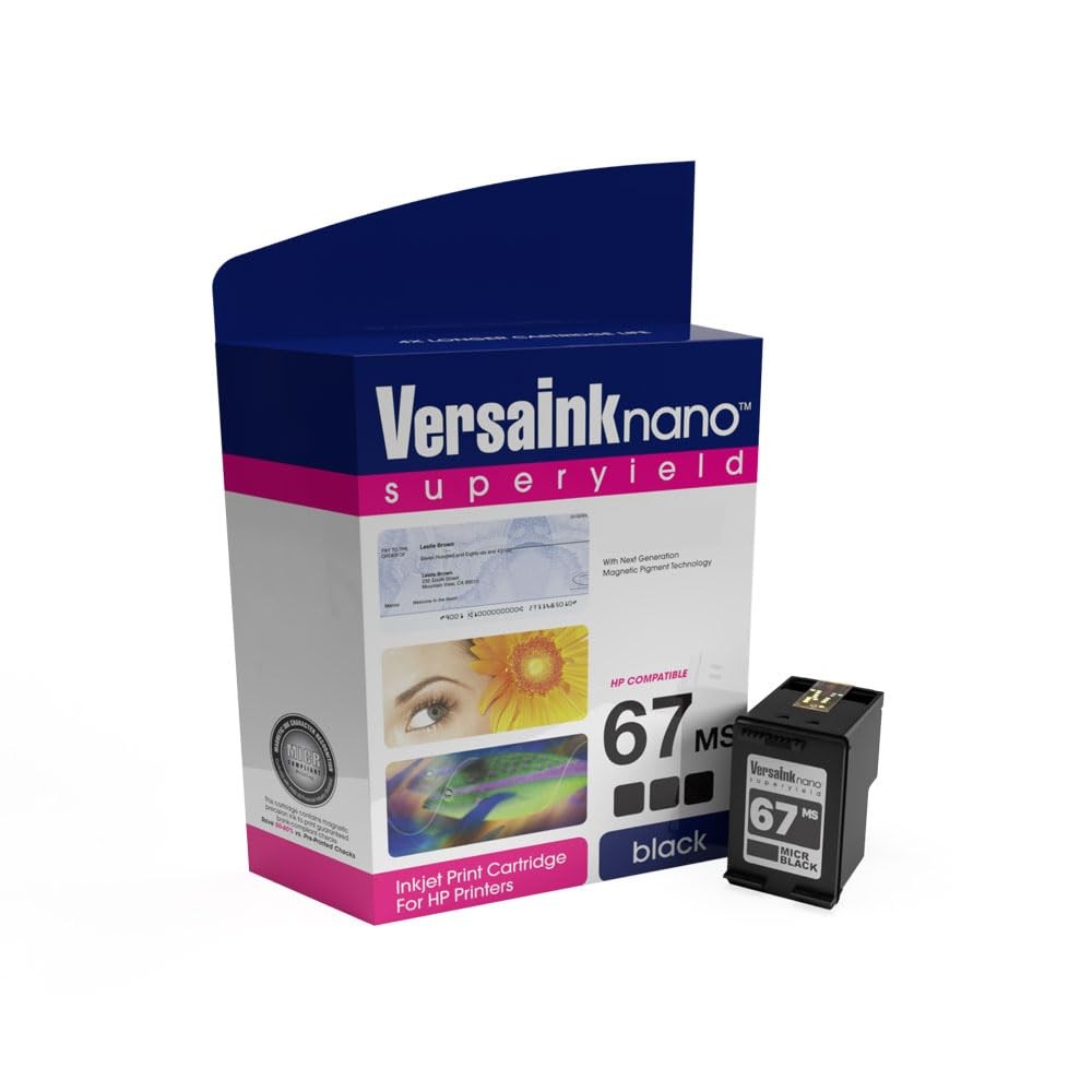 VersaInk-Nano HP 67 MS MICR Black Ink Cartridge For Check Printing