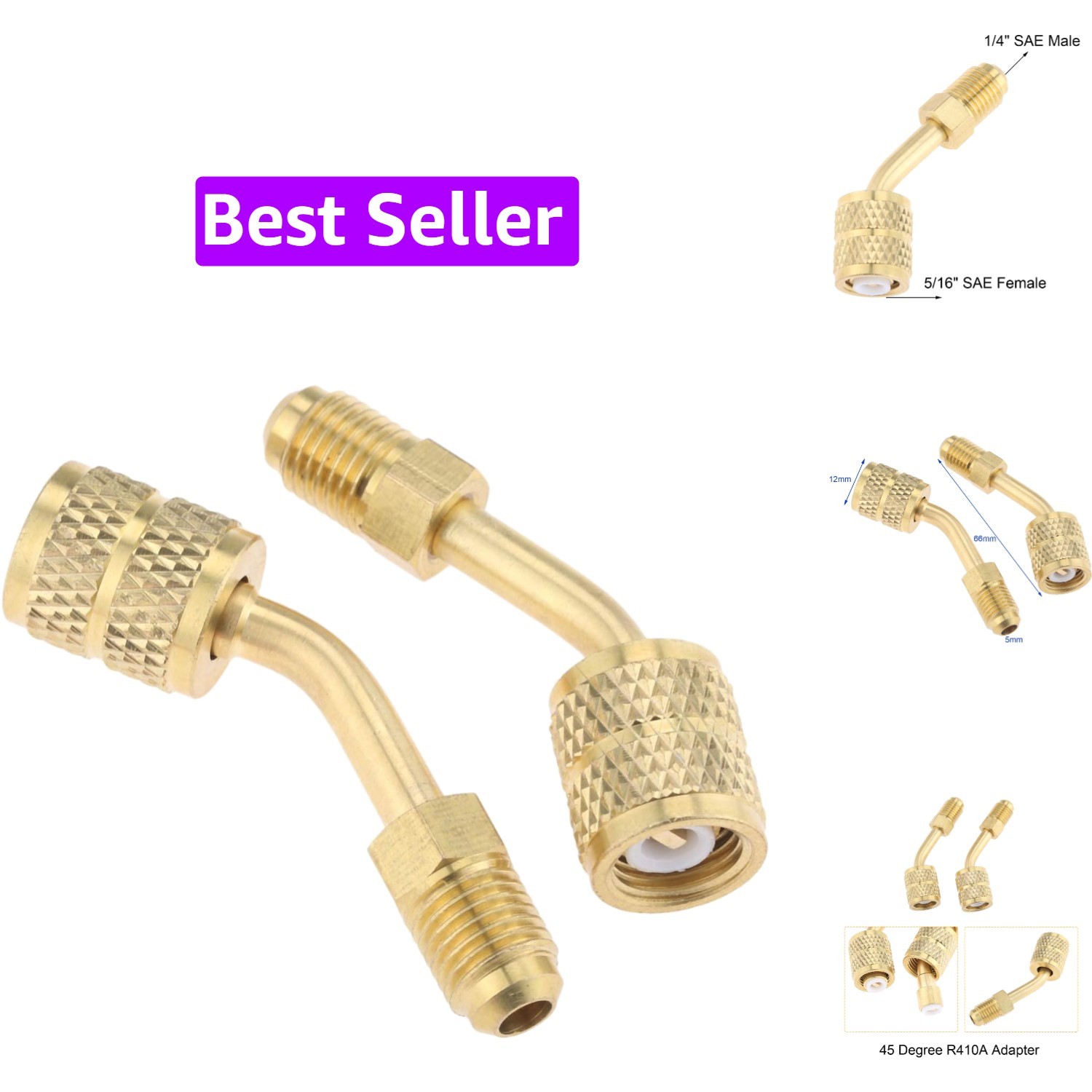 R410a Adapter 5/16 Female, 1/4 Male SAE Swivel Adapter Fits for Mini Split Sy...