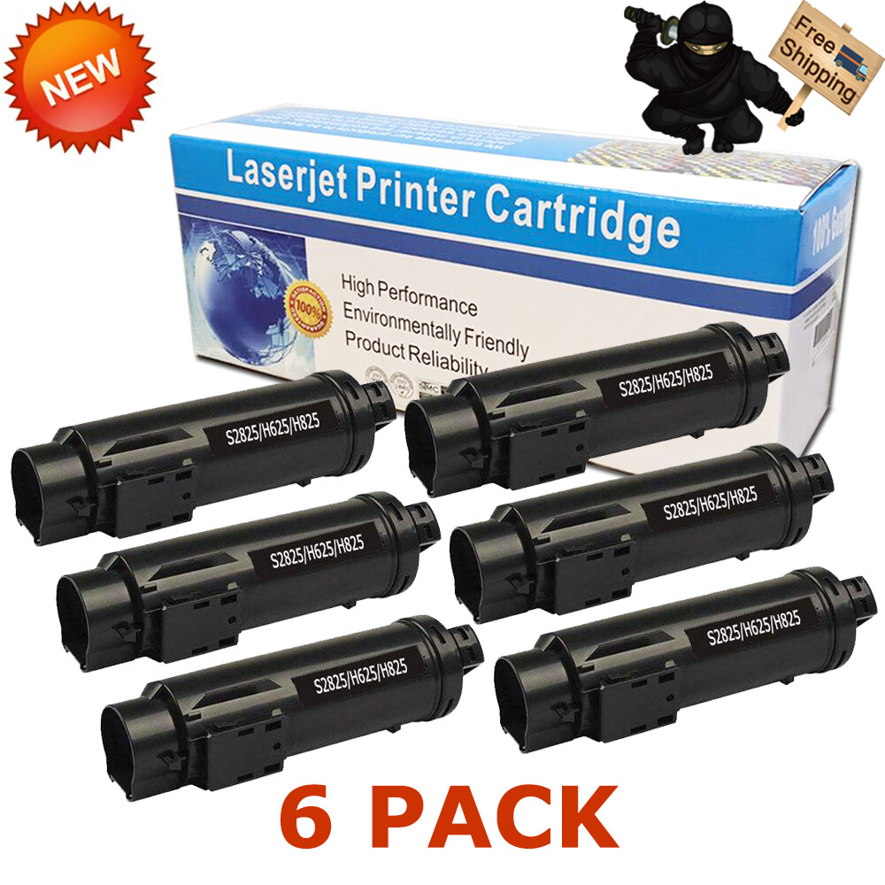 6 PK S2825 2825 BLACK Laser Toner For Dell H825 S2825cdn H625 H625cd H825cdw