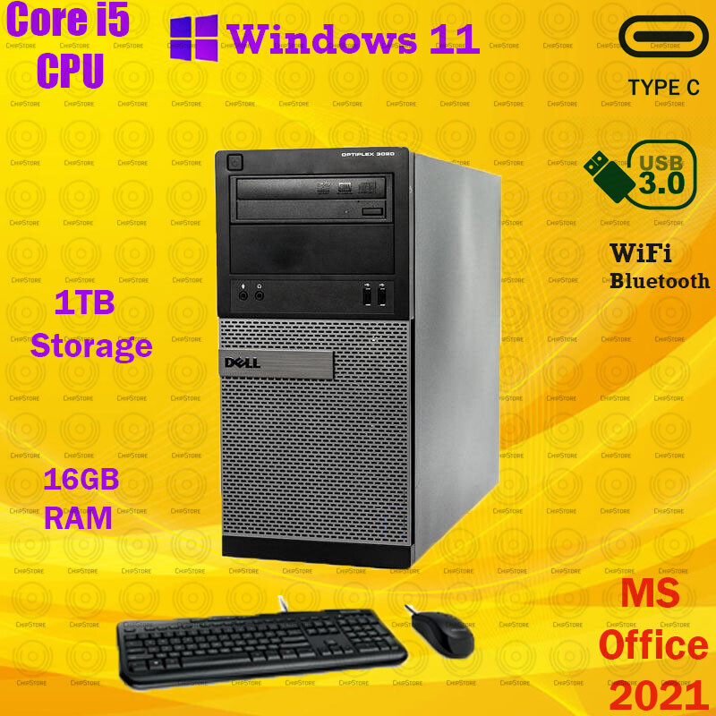 Windows 11 Pro Dell i5 1TB 16GB RAM WiFi BT Desktop Computer PC USB-C Office 21